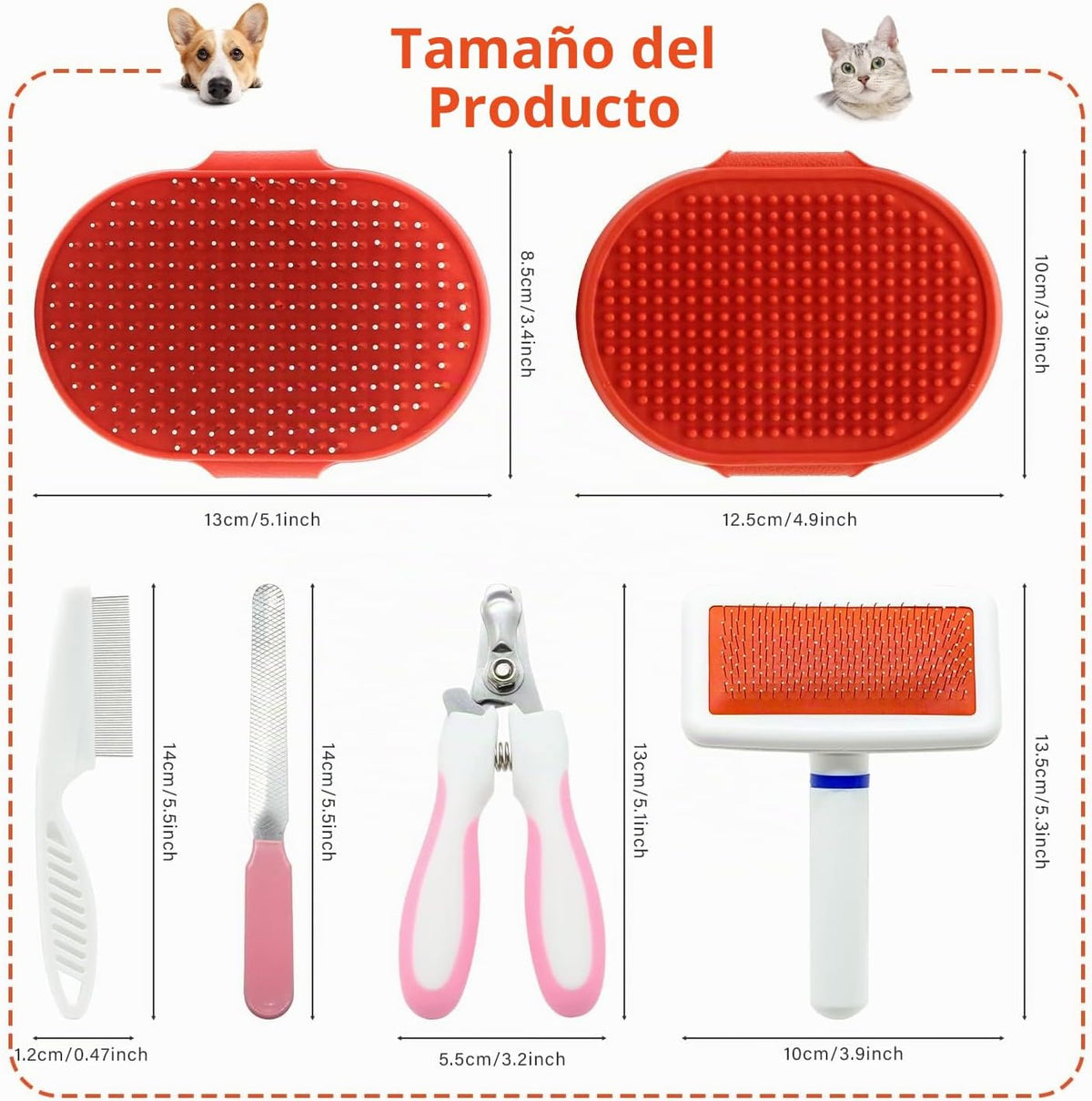 Crafterlife Kit de aseo para gatos con cepillo deslizante para quit...