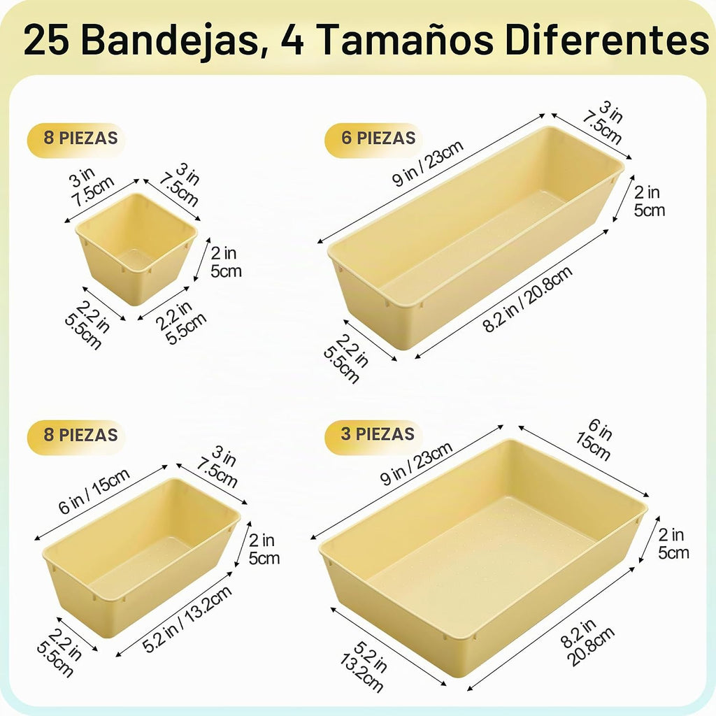 Vtopmart Paquete de 25 organizadores de cajones de plástico con | O...
