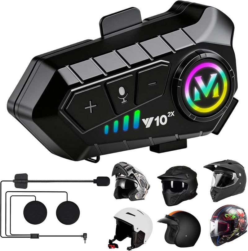 SAMDO Auriculares de intercomunicador Bluetooth para casco de motoc...