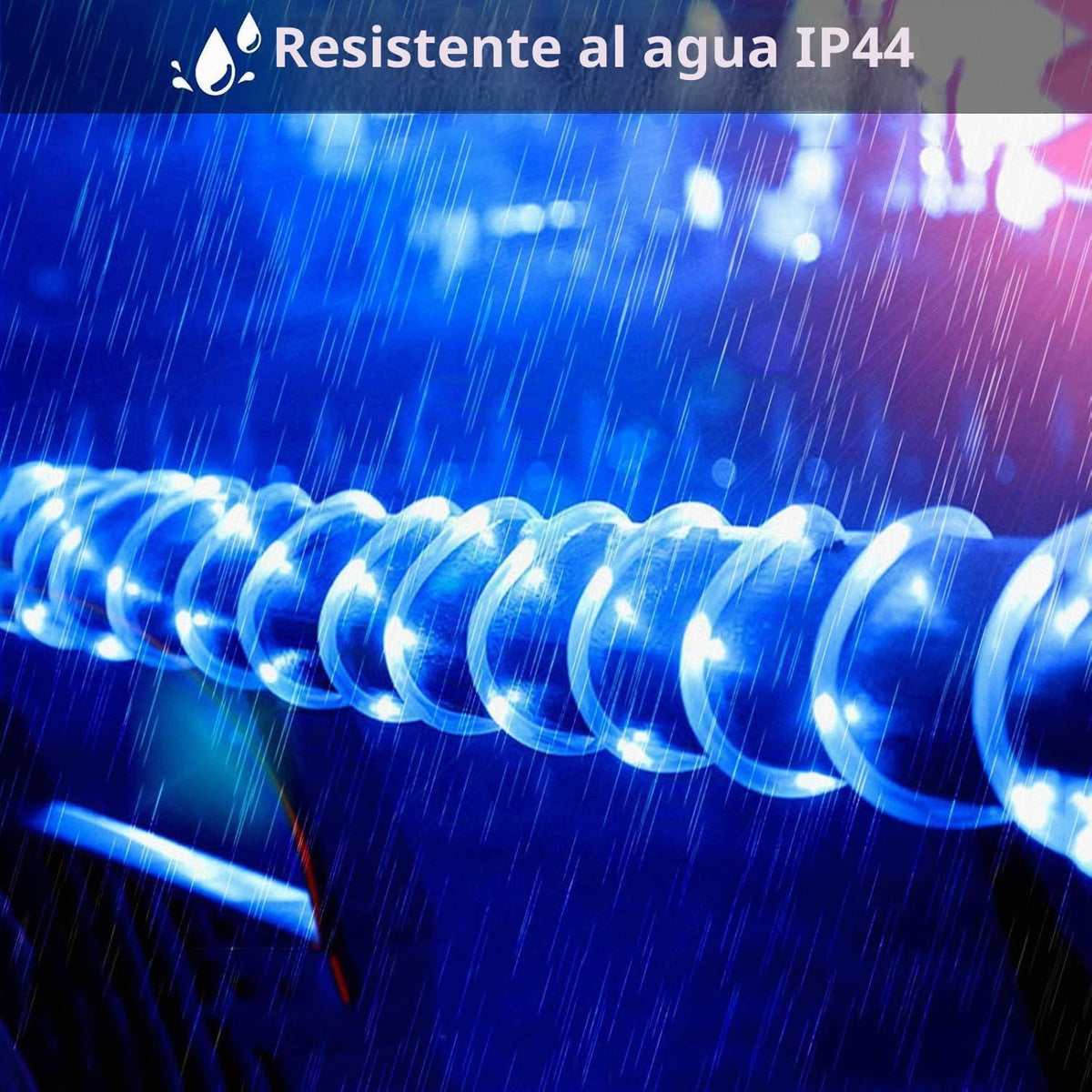 QITONG Guirnalda de luces solares azules, tira de 200 luces LED de...