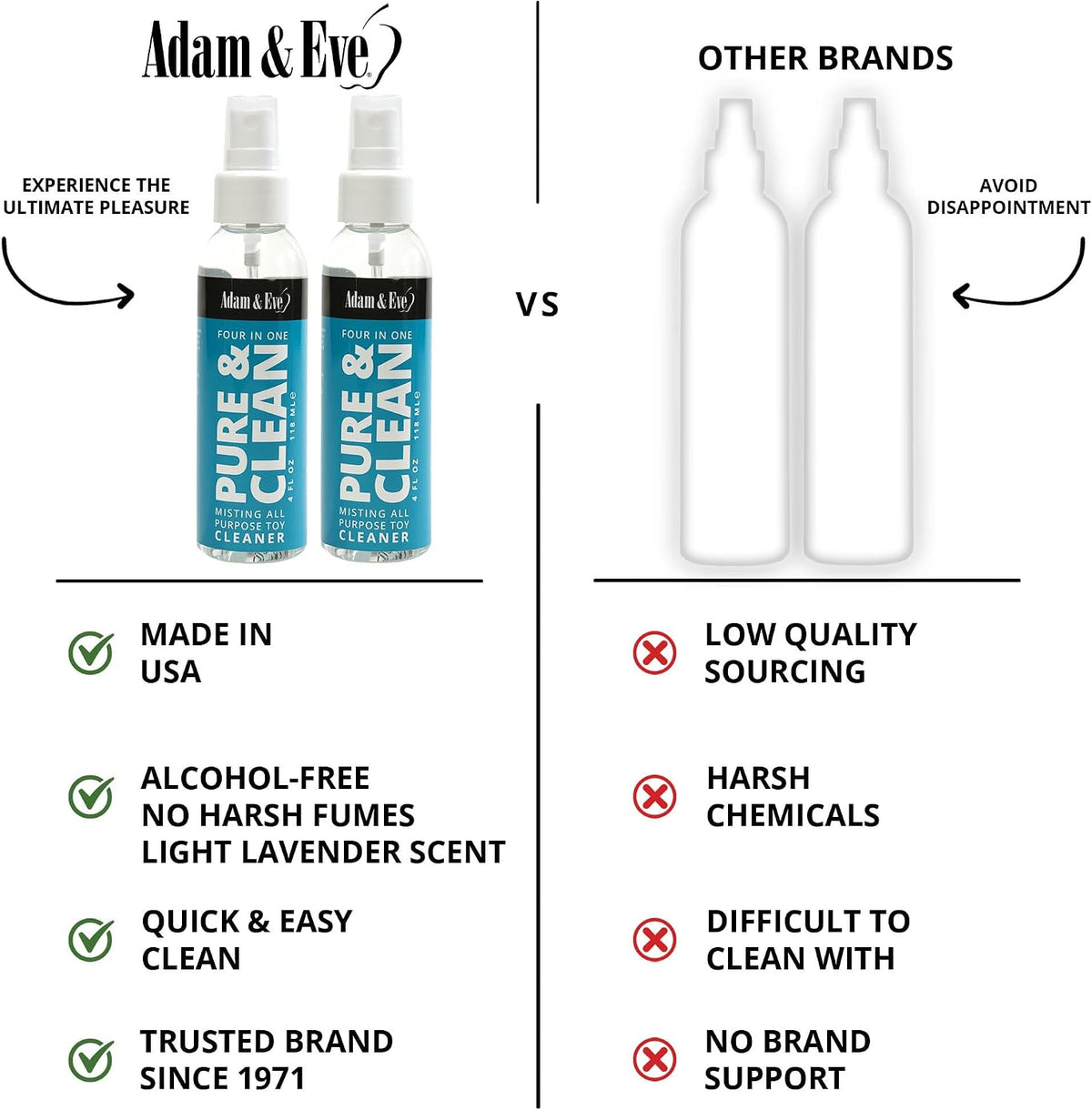 Adam &amp; Eve - Spray limpiador de juguetes, fórmula de aroma fres...