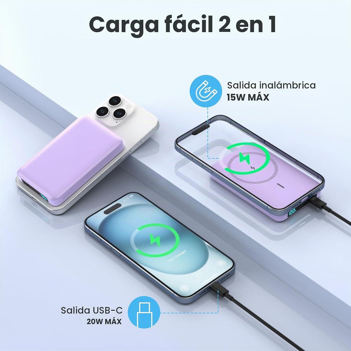 Cargador portátil magnético de 10800 mAh para batería Magsafe, banc...