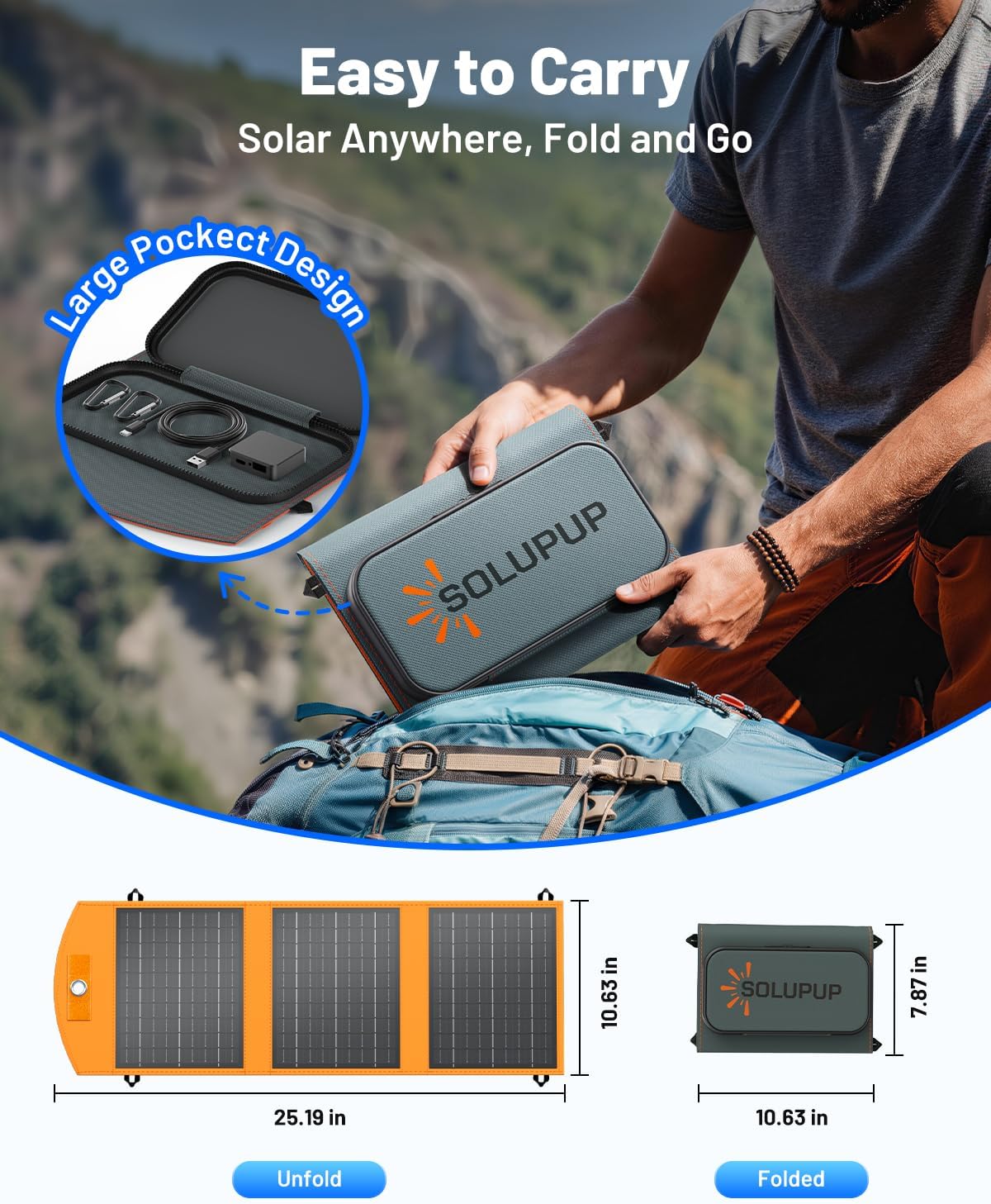 SOLUPUP Paneles Solares 30W Portátiles Plegables Cargador Solar con...