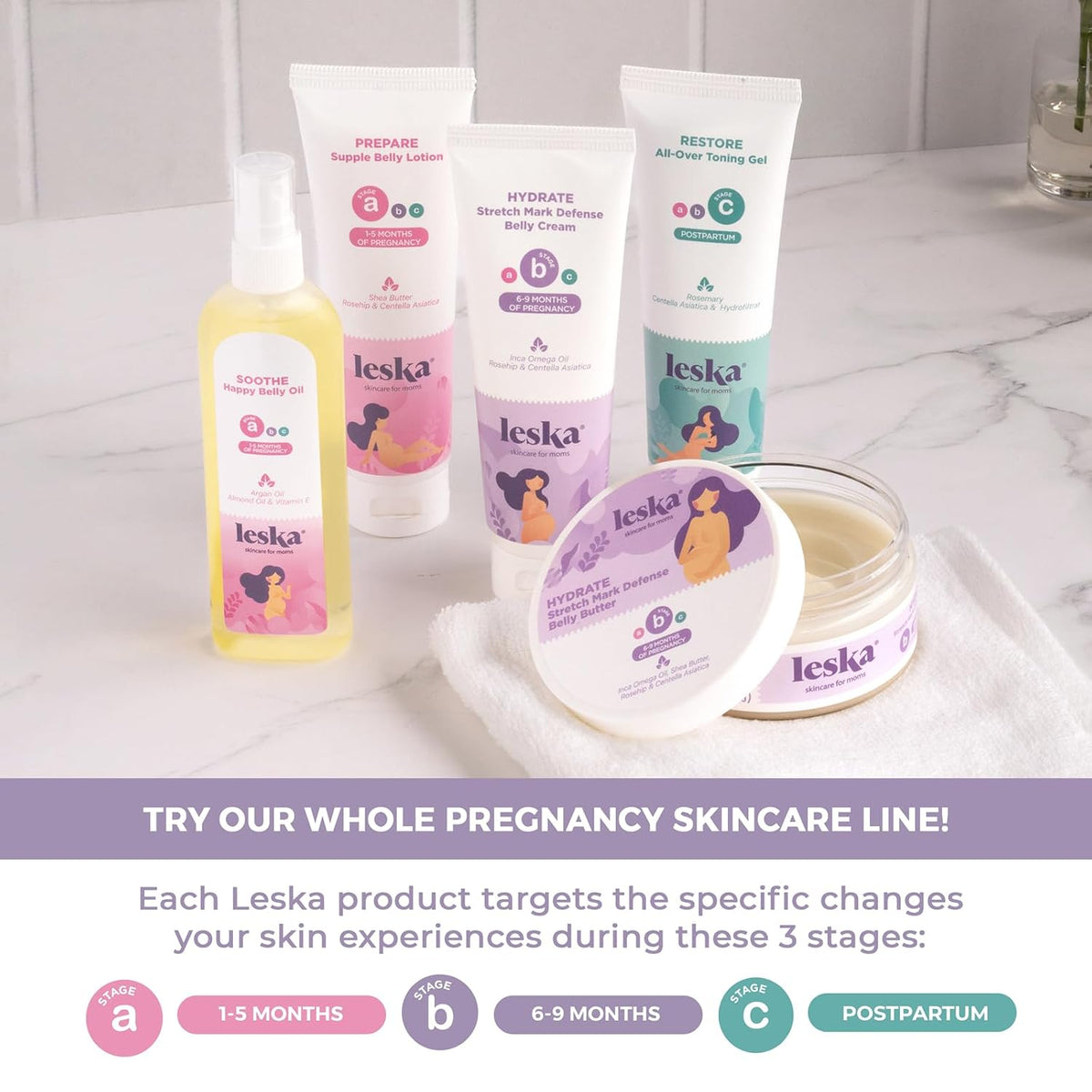 Leska Crema de maternidad paquete de 2 | ETAPA B: HYDRATE Crema par...
