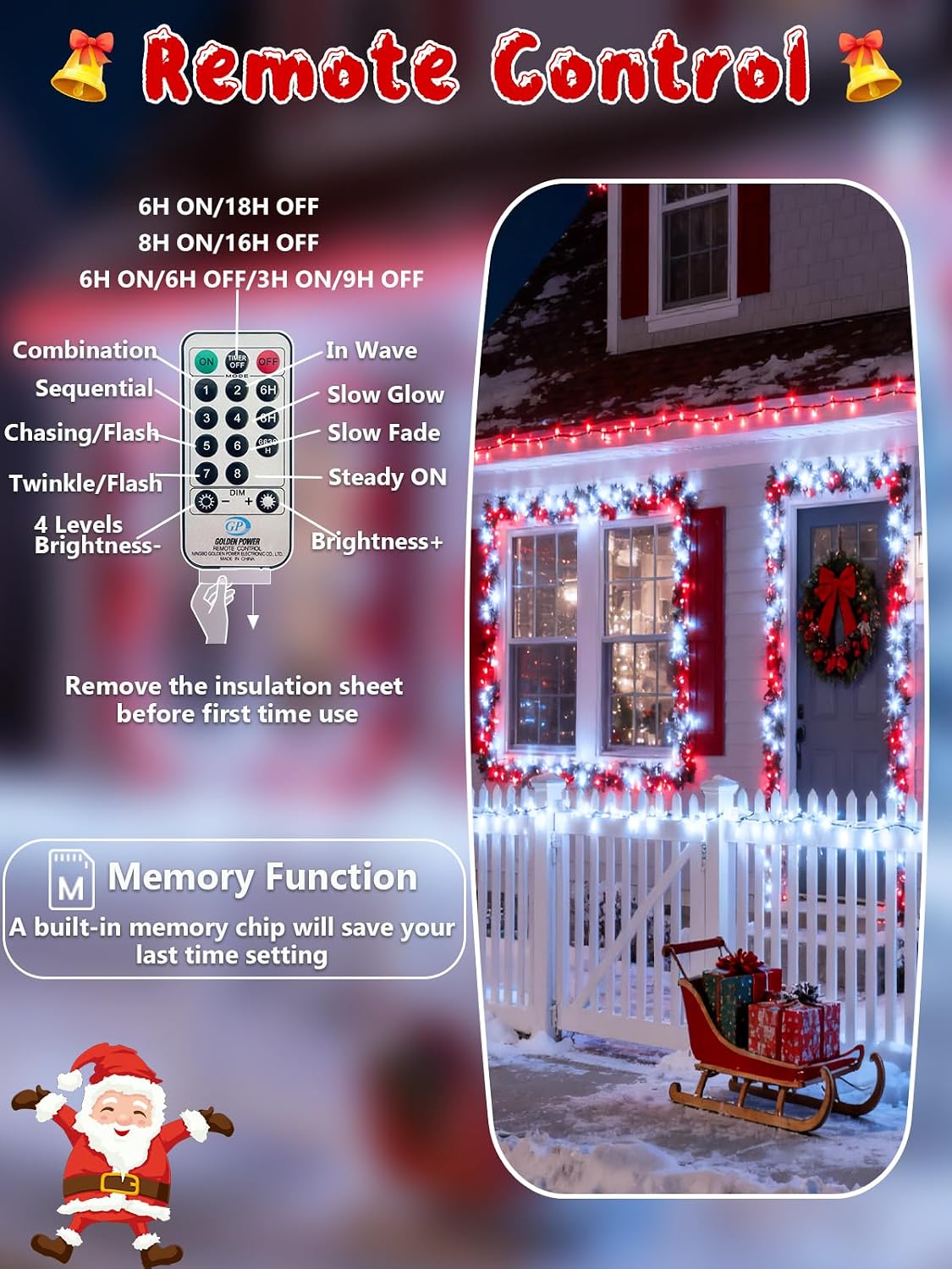 Luces de racimo de Navidad de 50 pies, 1000 luces LED con control r...