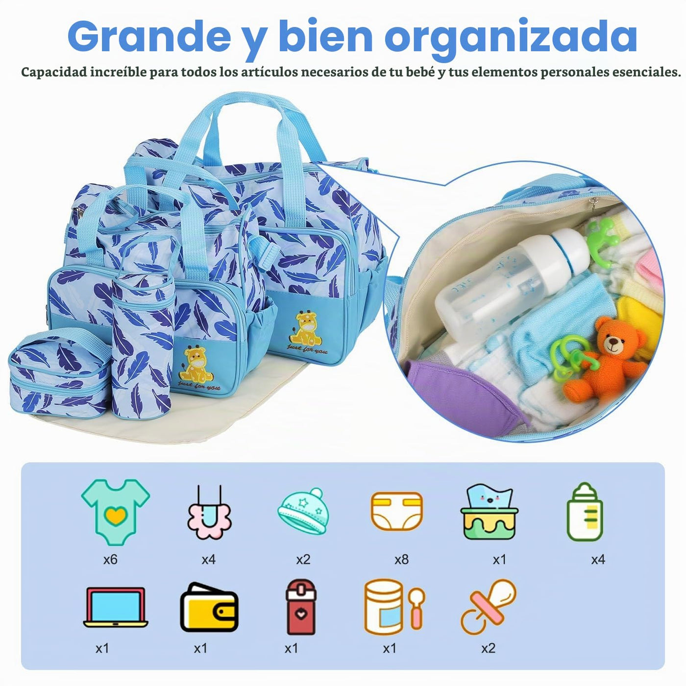 Moclever Juego de 5 bolsas de pañales - Bolsas de bebé para mamá, A...