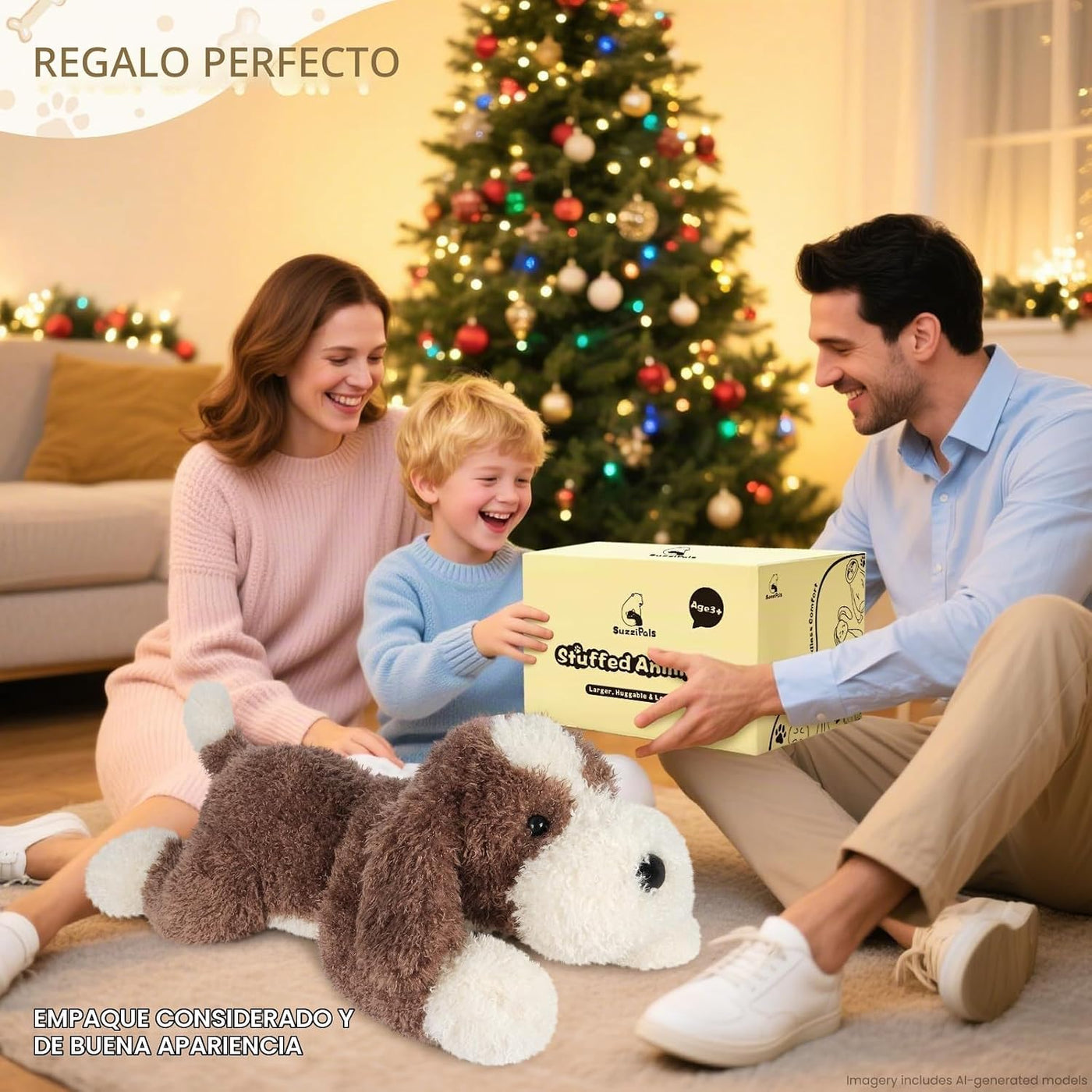 SuzziPals Perro Gigante de Peluche Marrón de 76 cm, Animal de Peluc...