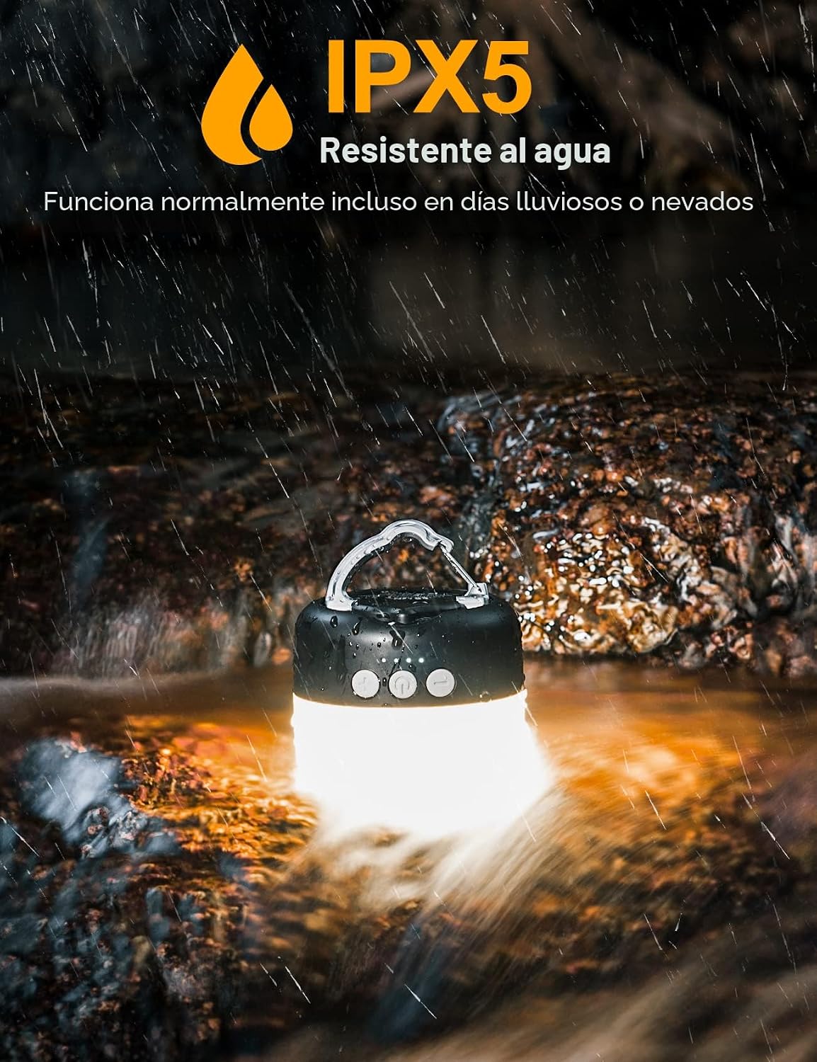 Linterna LED para Campamento Recargable 1000LM, Hasta 300H de Tiemp...
