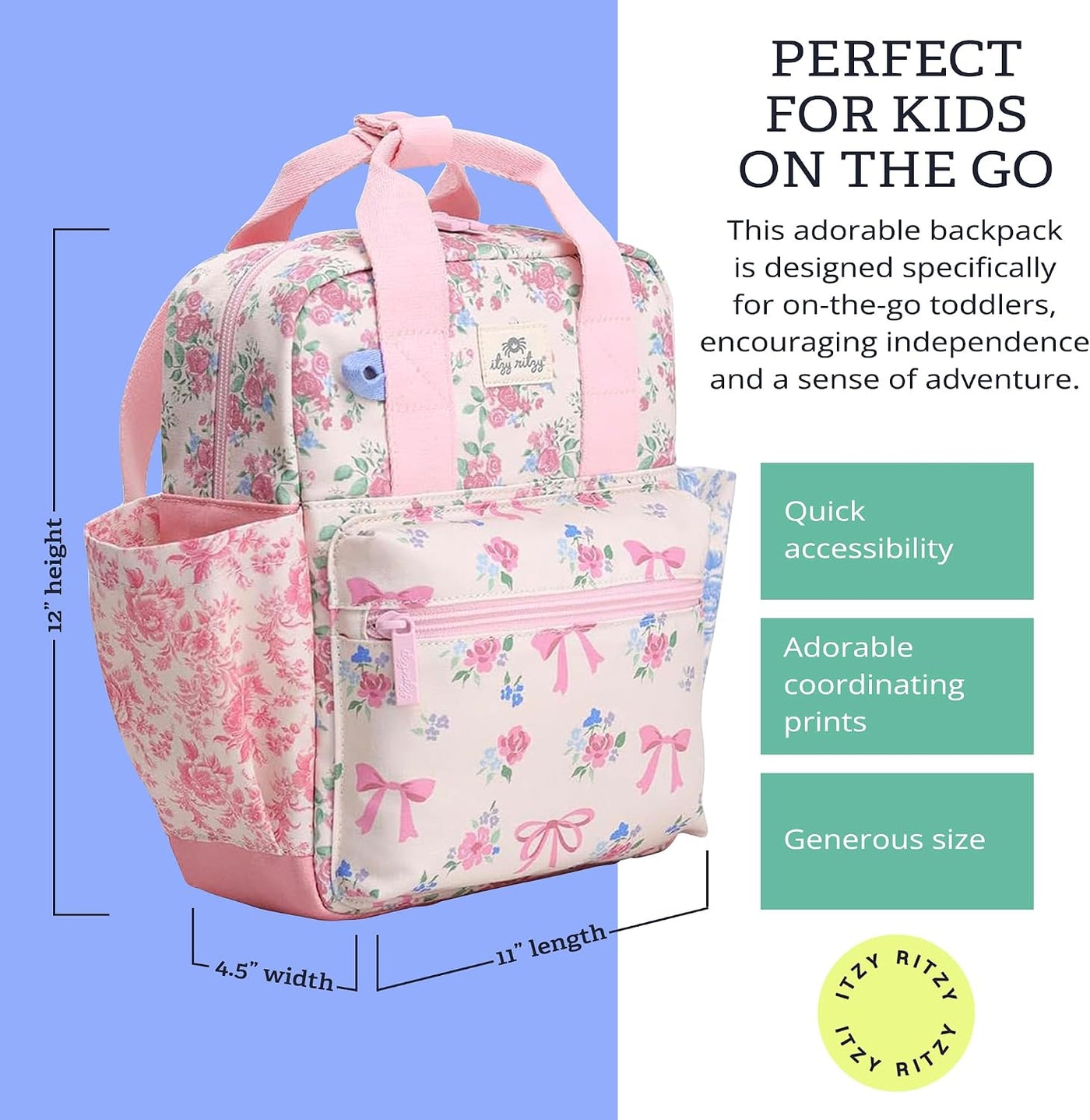 Itzy Ritzy - Mochila para niños - Bolso para guardería - Cuenta con...