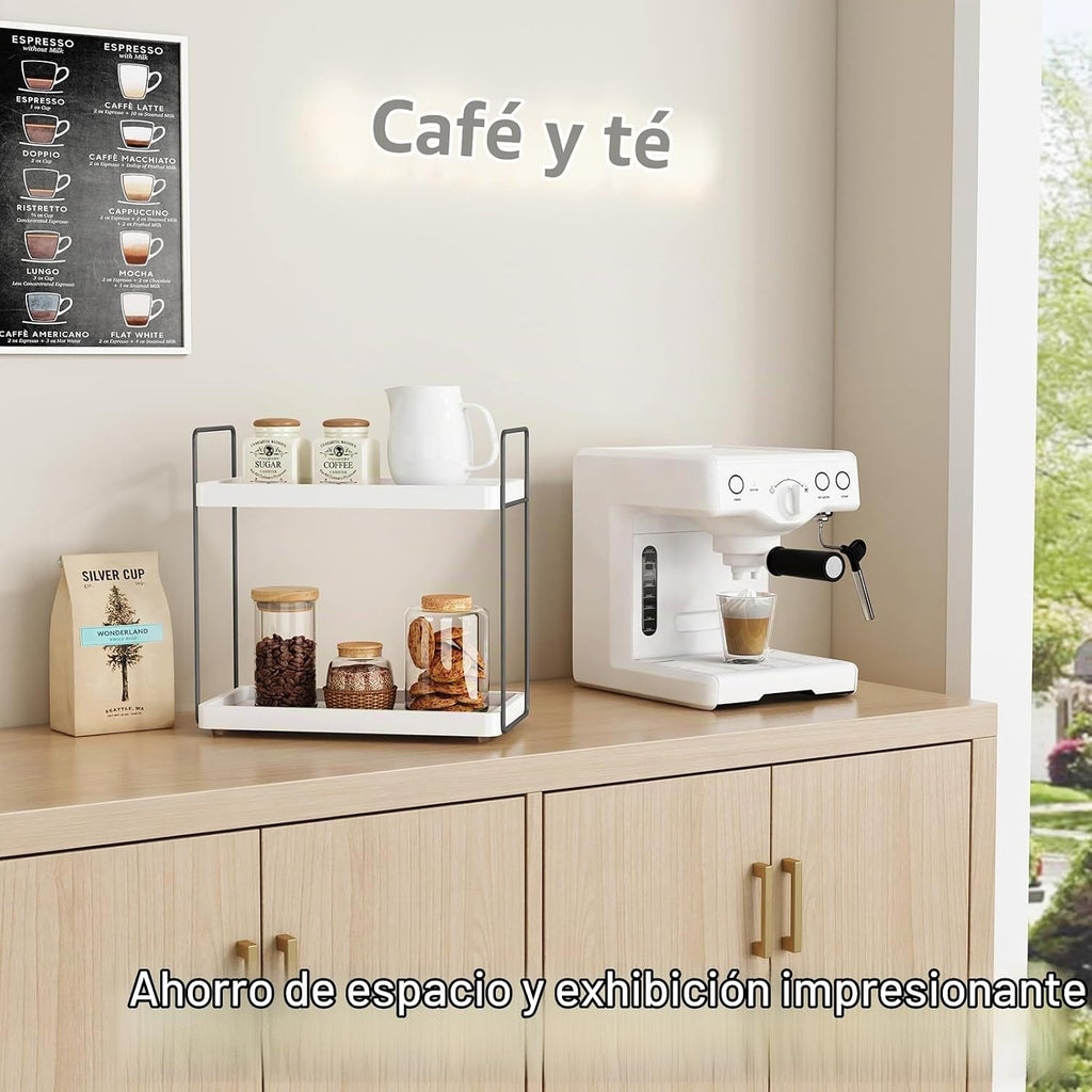 Forbena Organizador de baño blanco para encimera, estante organizad...