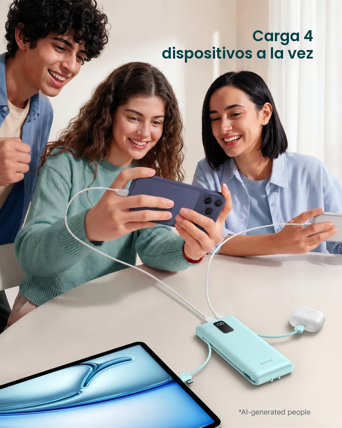 Cargador portátil charmast de 10000 mAh con cables integrados y enc...
