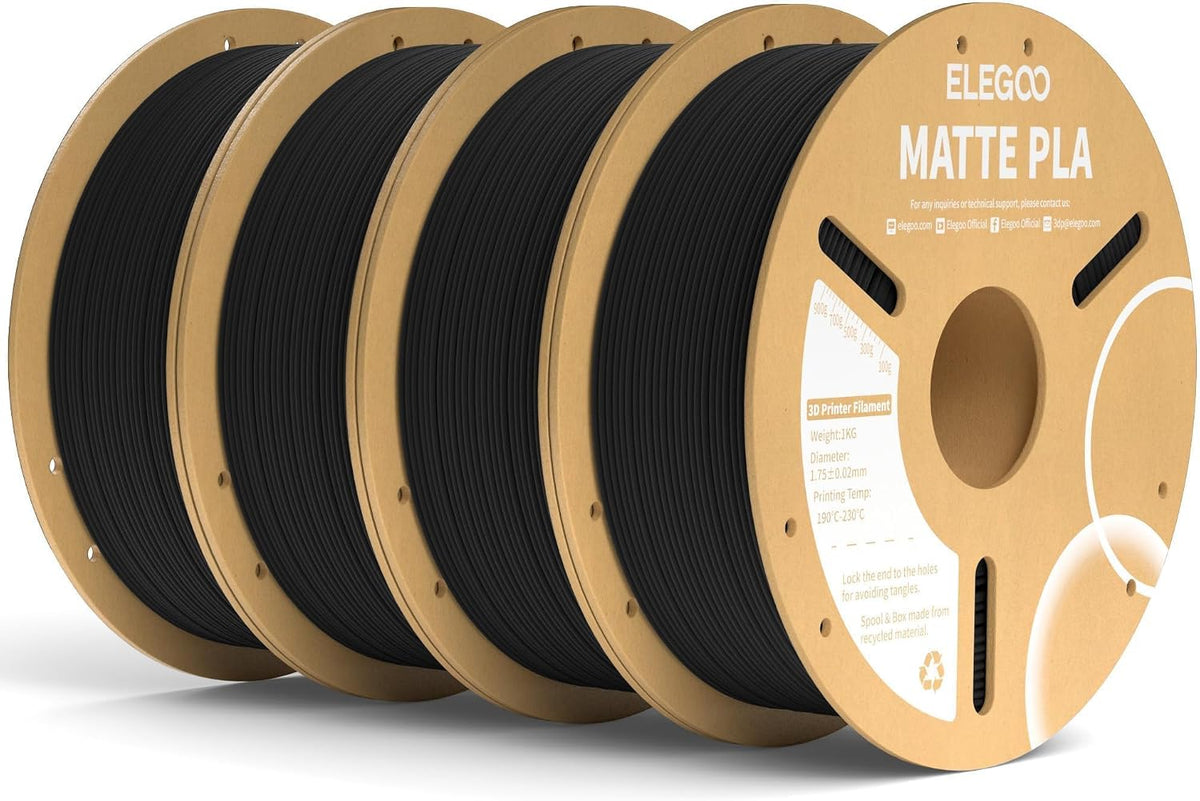 ELEGOO - 4 filamentos PLA mate p\/impresora 3D, 4.4 lb (2 kg) total...