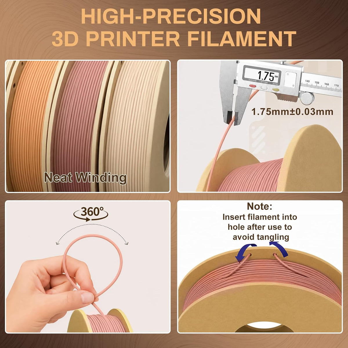Paquete de filamentos para impresora 3D de madera PLA+ de grano de...