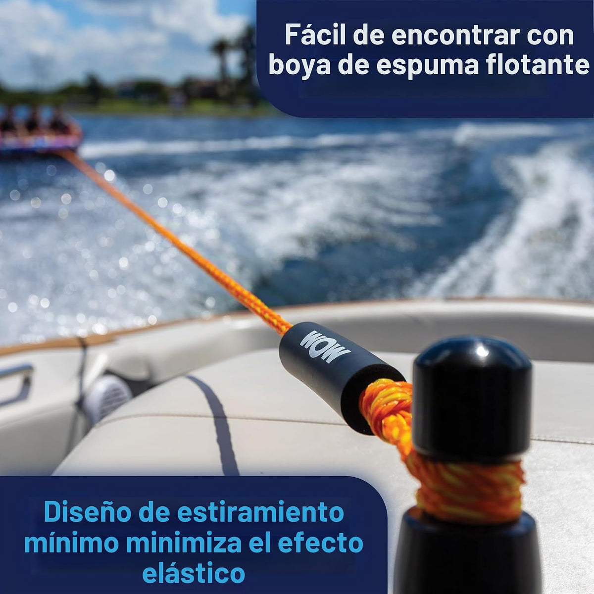WOW Sports - Cuerda de remolque de 6 k y 60 pies con boya de espuma...