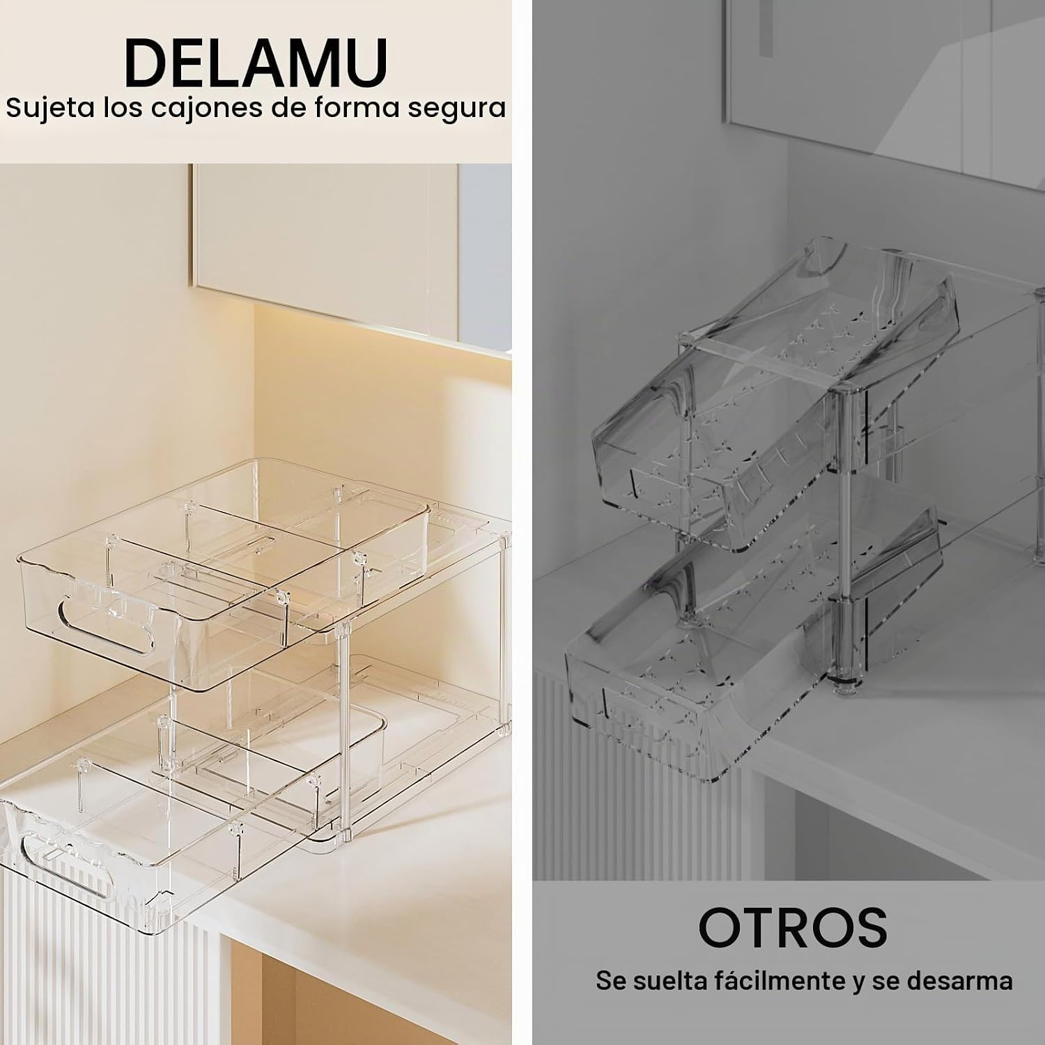 Delamu Organizadores y Almacenamiento de 2 Niveles con Cierre de Ba...