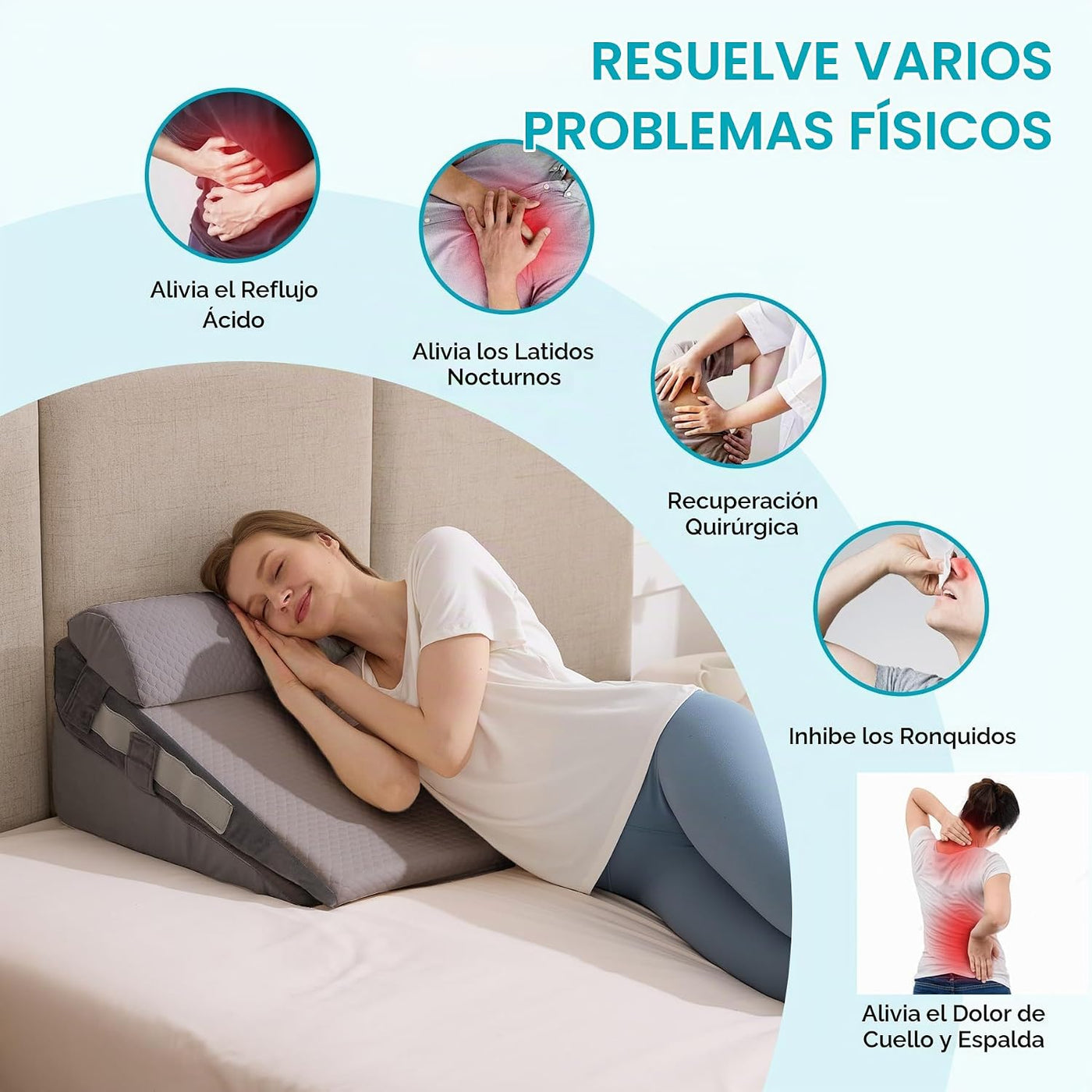 WGAKCED Juego de 3 almohadas de cuña para después de la cirugía, al...