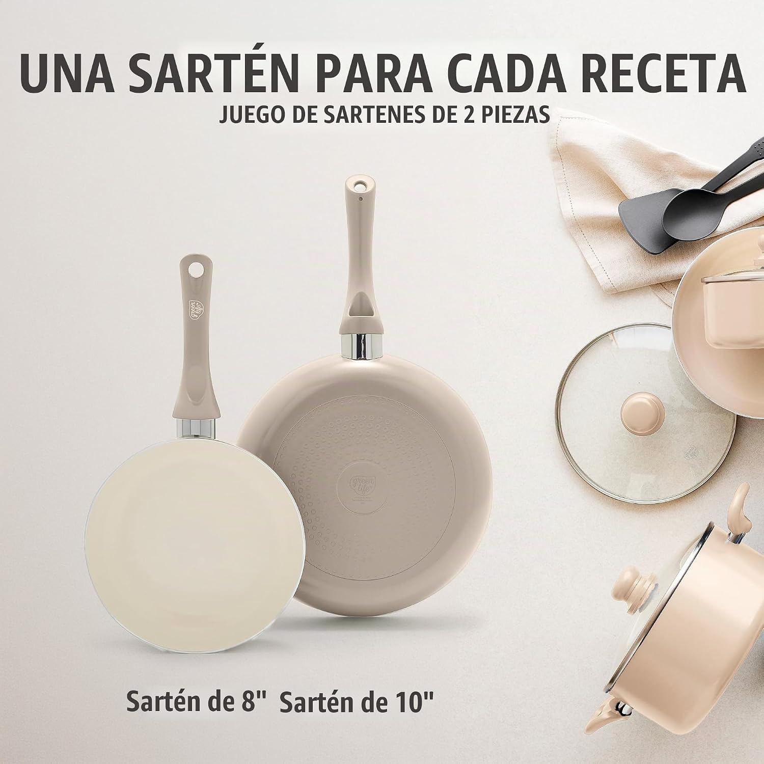 GreenLife Juego de sartenes antiadherentes de 2 piezas, sartenes de...