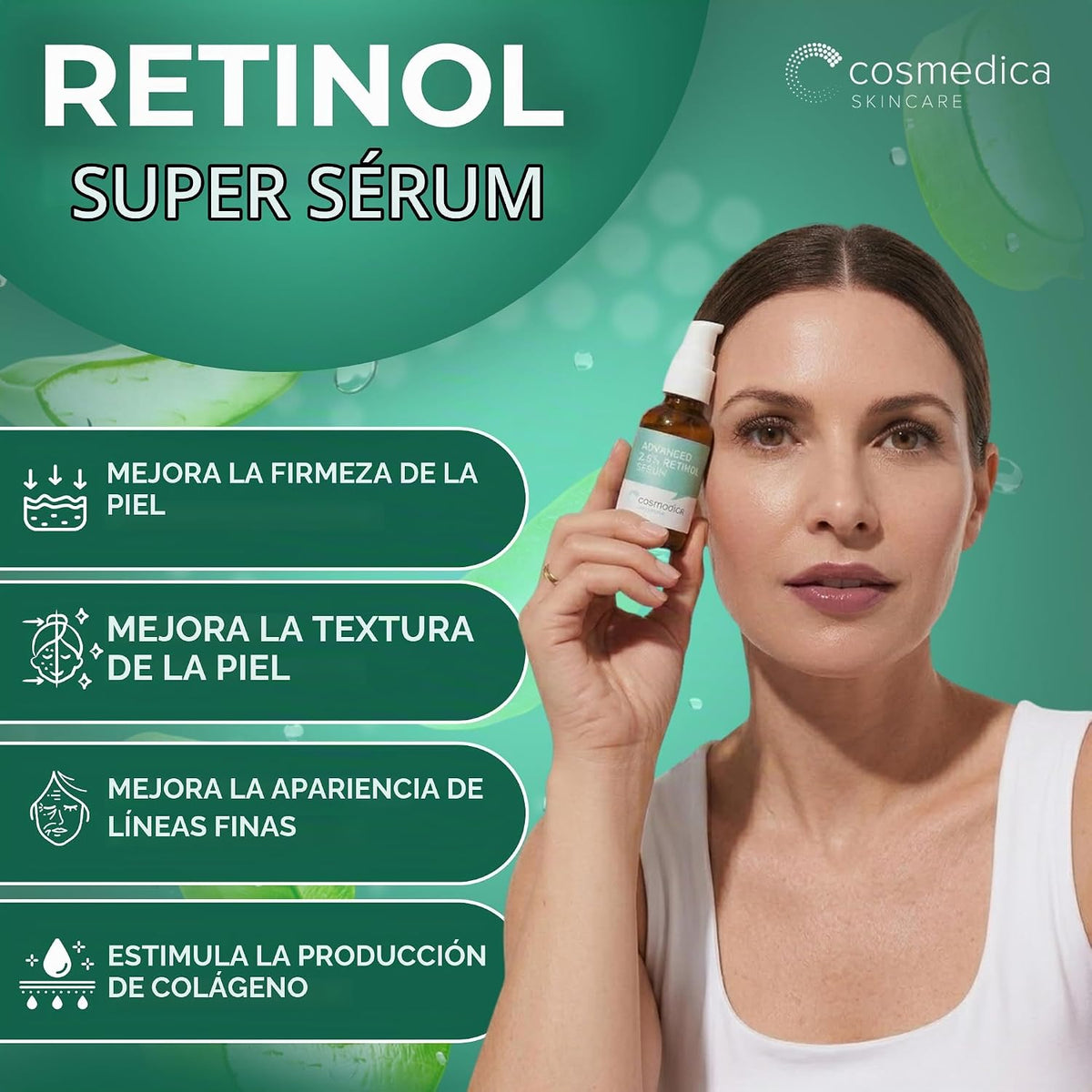 Cosmedica - Suero facial de retinol al 2.5% con ácido hialurónico y...