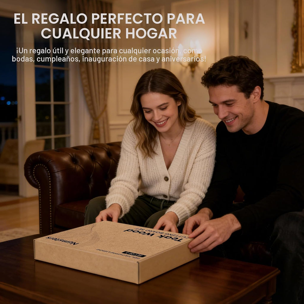Juego de 3 tablas de cortar de madera de teca para cocina, tabla de...