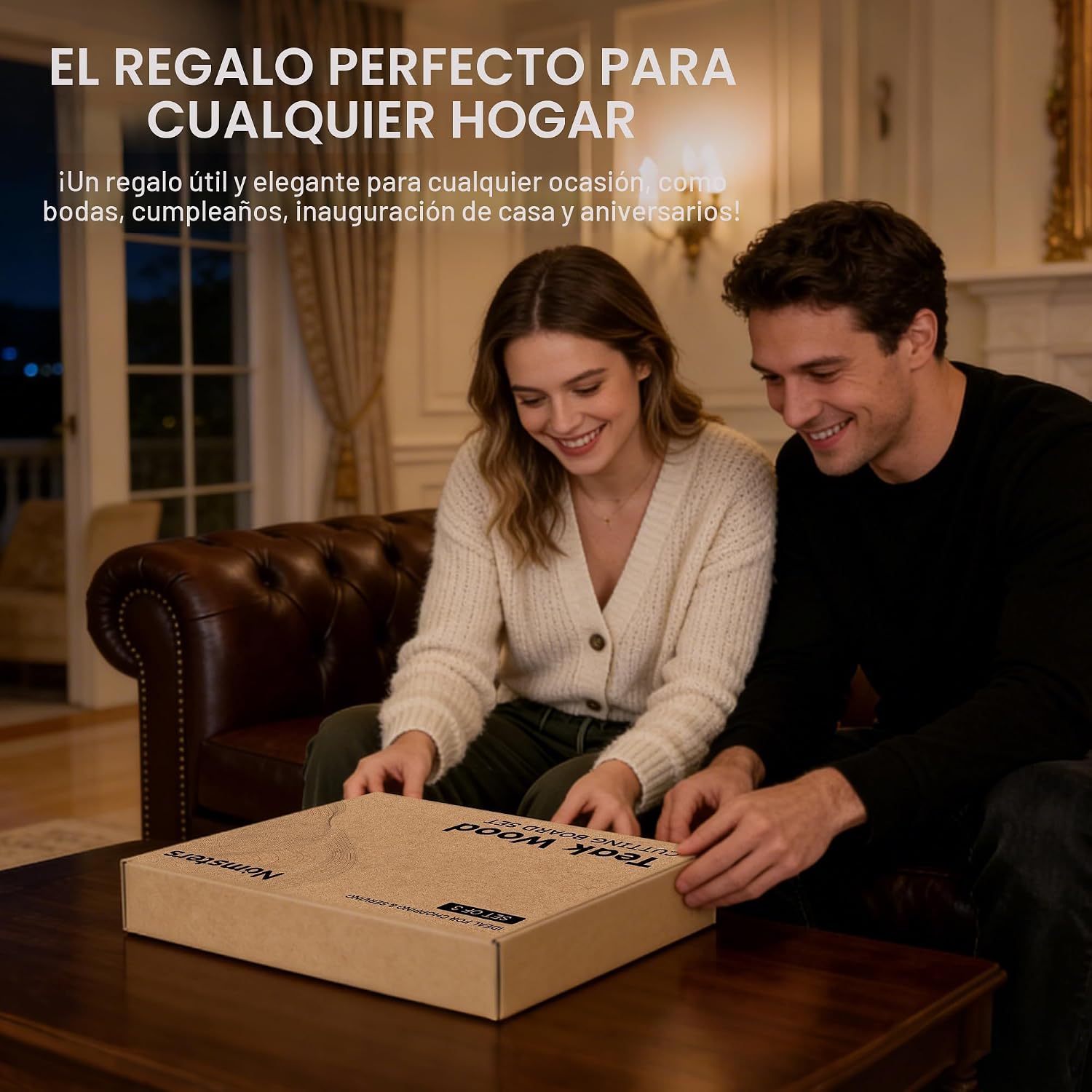 Juego de 3 tablas de cortar de madera de teca para cocina, tabla de...