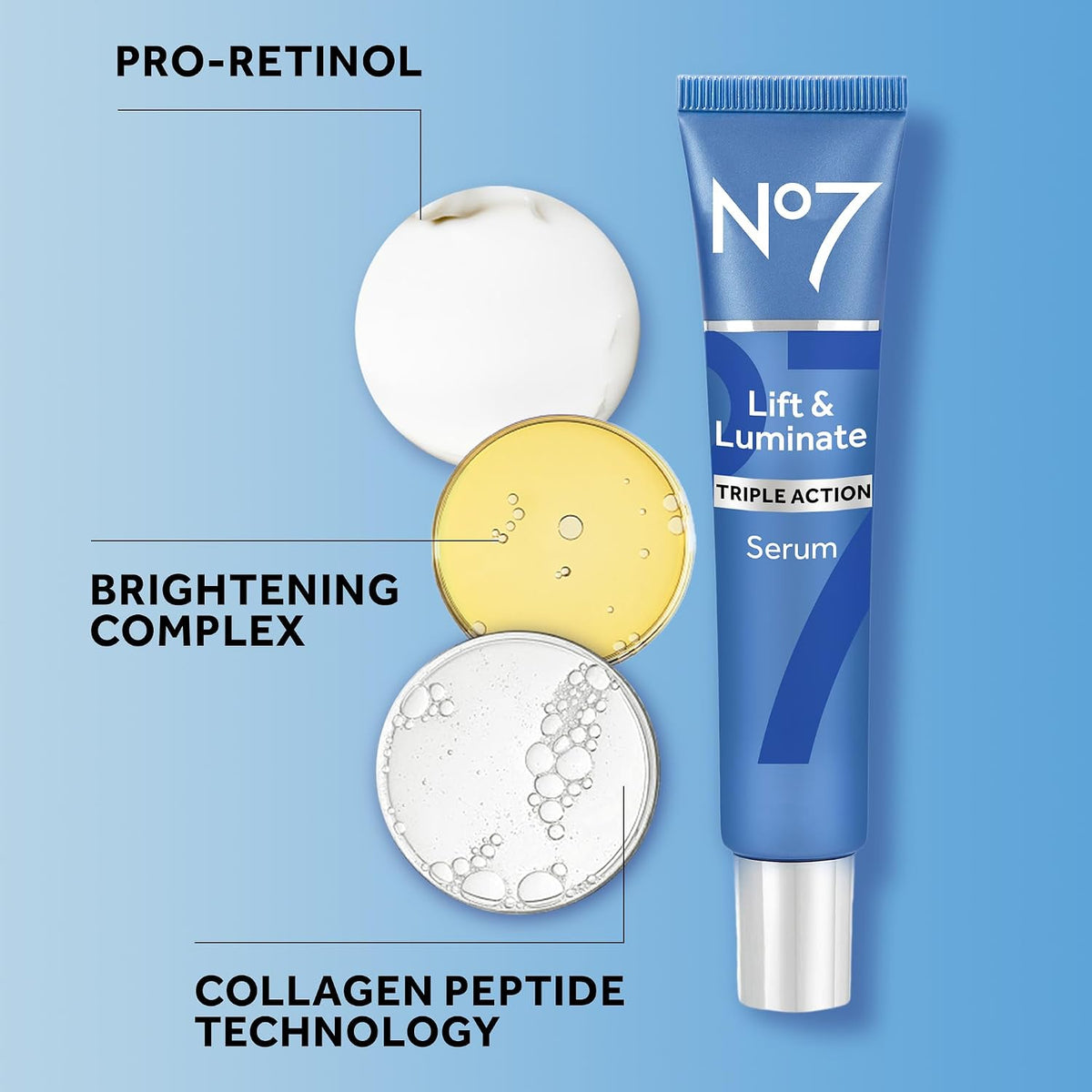 No7 Lift and Luminate Suero Facial de Triple Acción \u2013 Suero de...