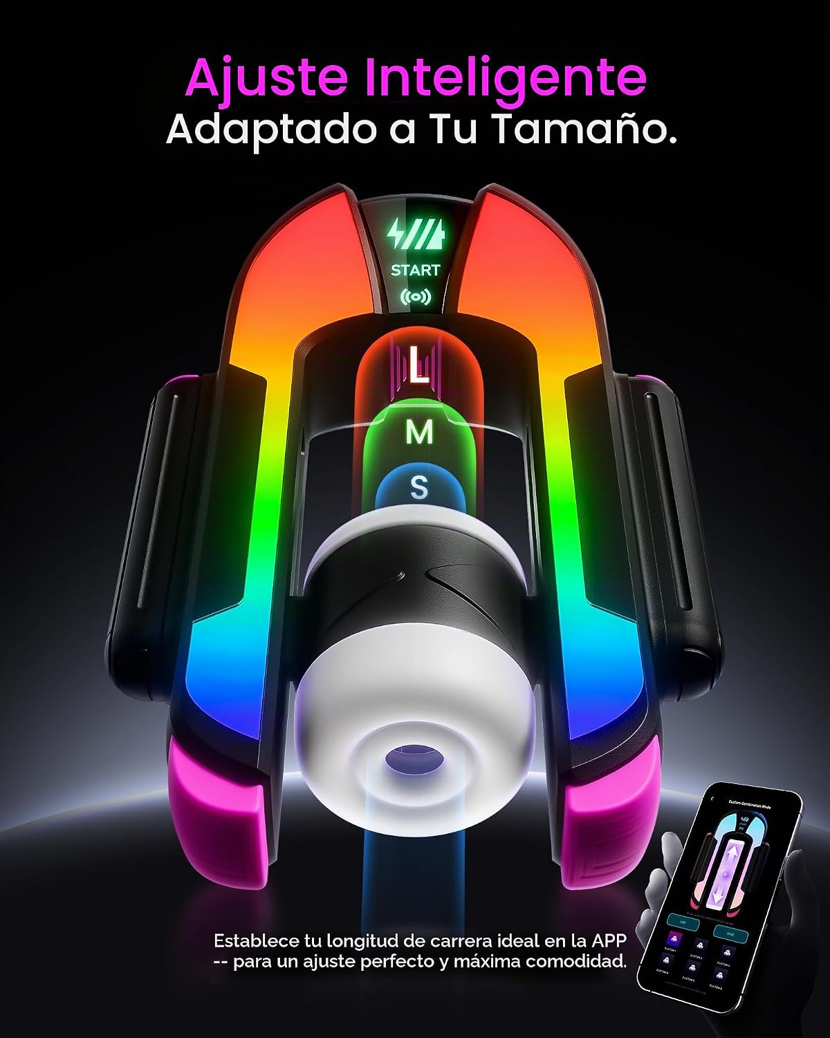 EINSEO RGB Lighting Masturbador masculino, 2 mangas masculinas jugu...