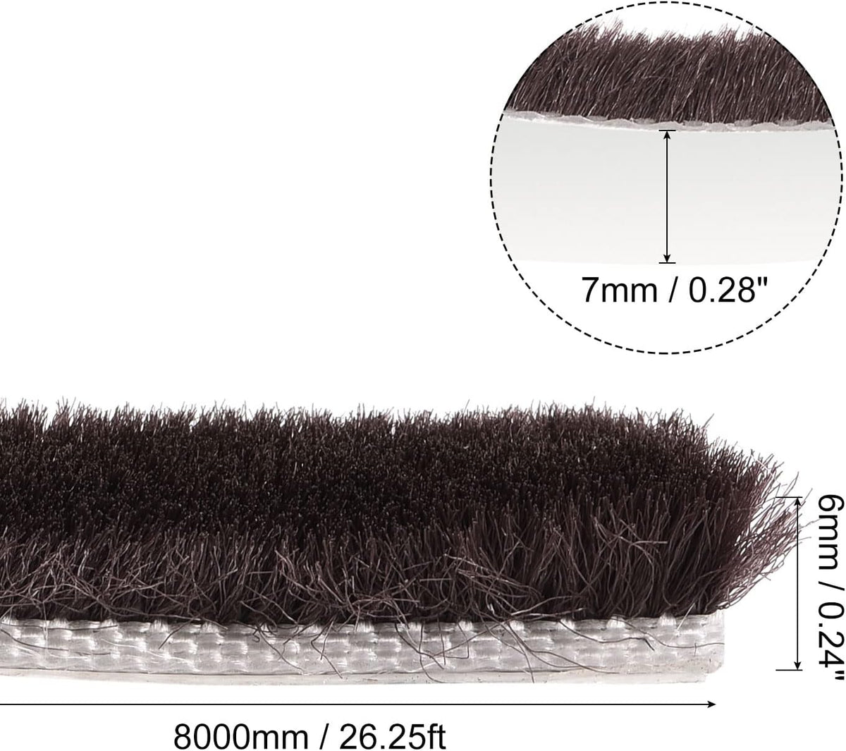 uxcell Burlete autoadhesivo color marrón, 26 pies de largo x 0.28 p...