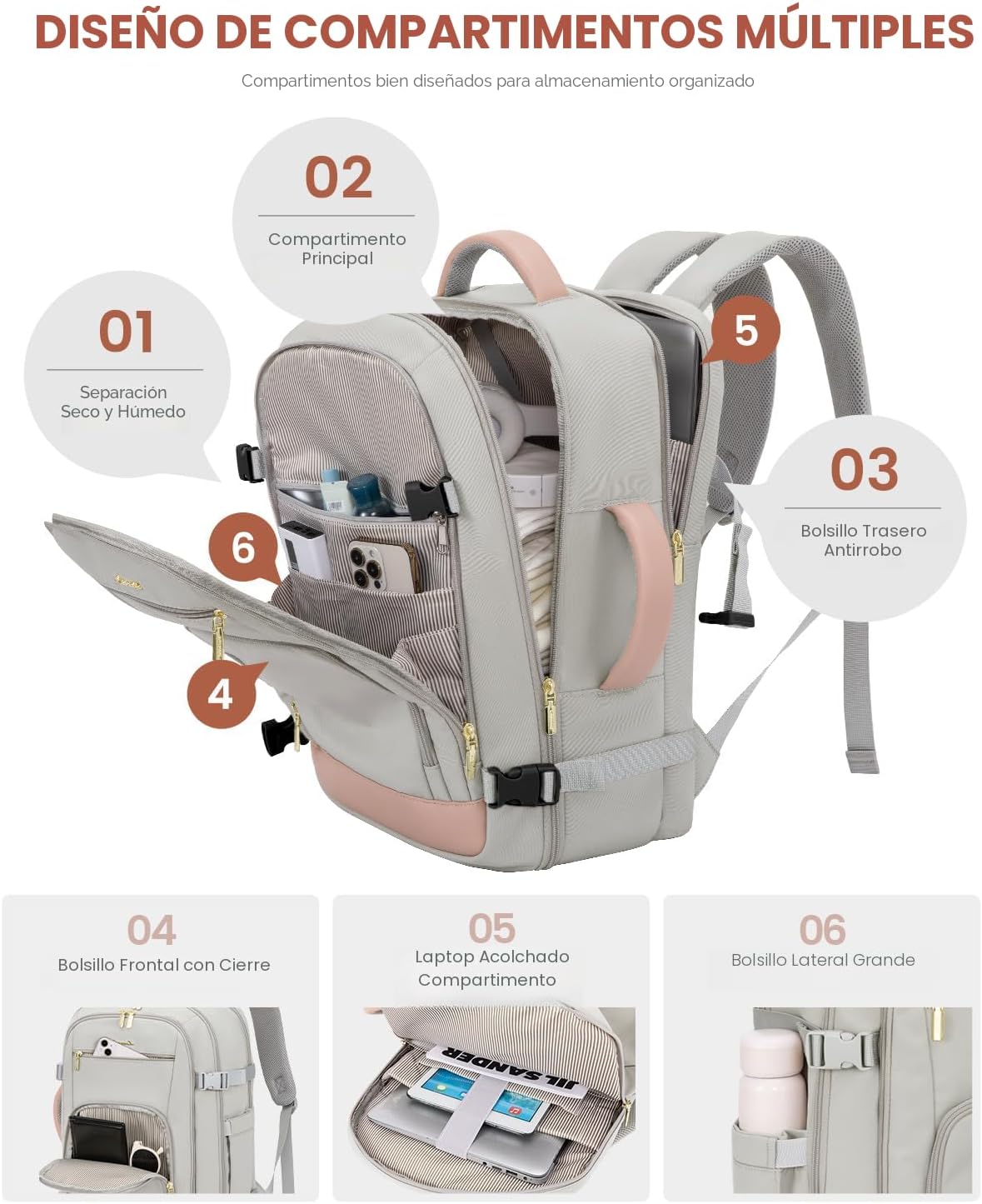 LOVEVOOK - Mochila de viaje para mujer, mochila de transporte de 40...