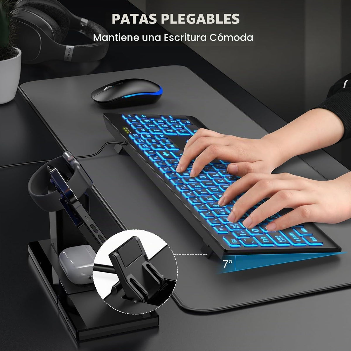 SABLUTE K11PRO Teclado retroiluminado de impresión grande, fuente 3...
