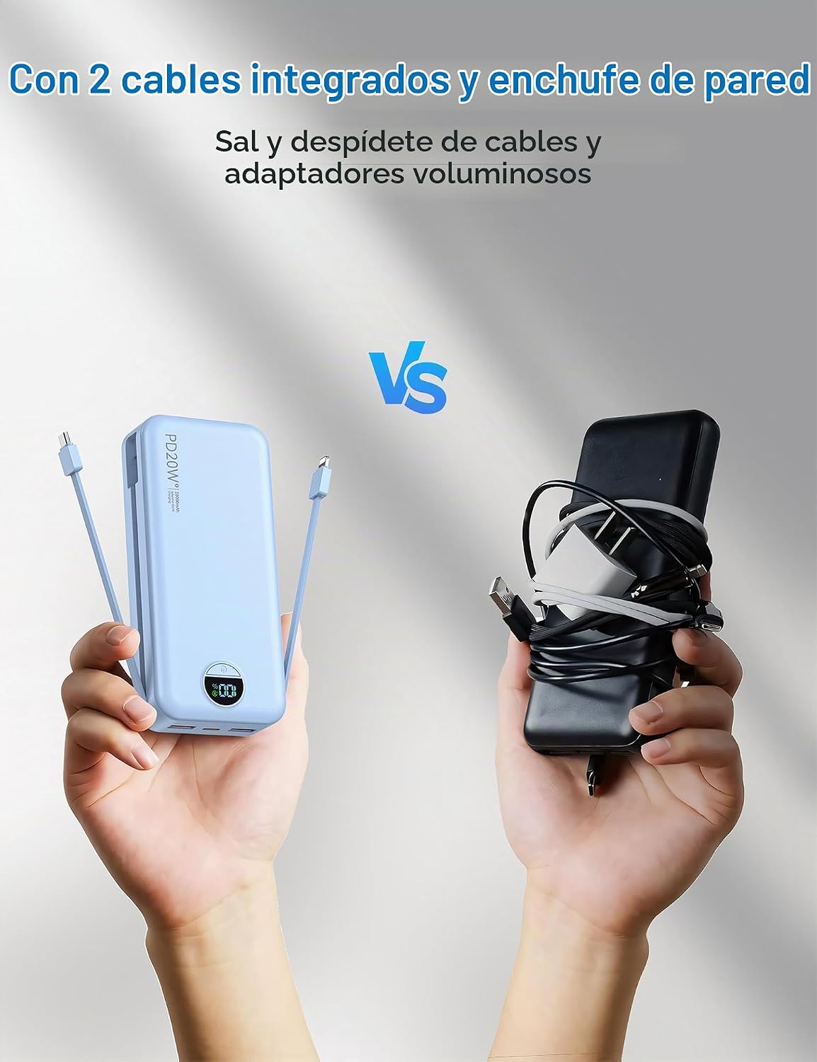 Cargador portátil Ffnpua 20000mAh PD20W con cables incorporados | C...