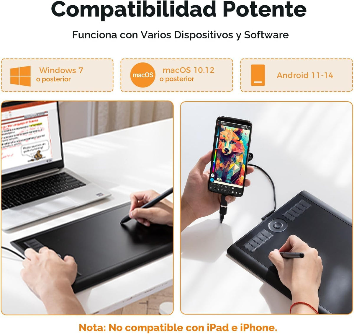 GAOMON Tableta de dibujo M10K, 10x6 con anillo táctil, 10 teclas y...