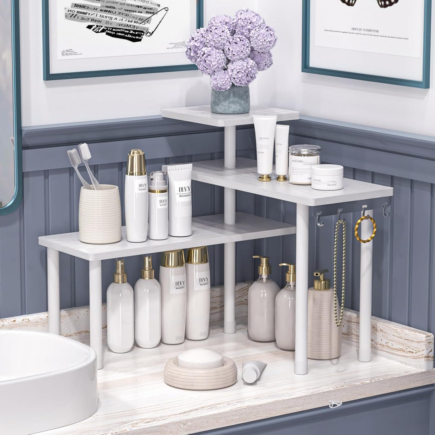 JayRex Organizador de baño, estante esquinero para encimera, organi...