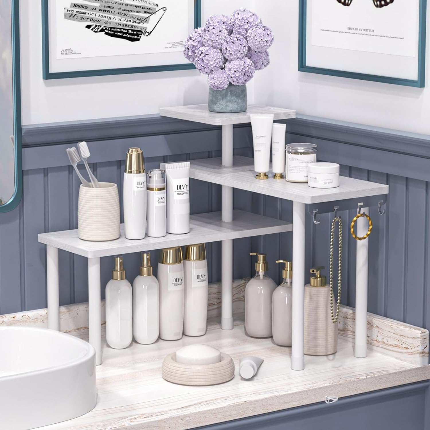 JayRex Organizador de baño, estante esquinero para encimera, organi...