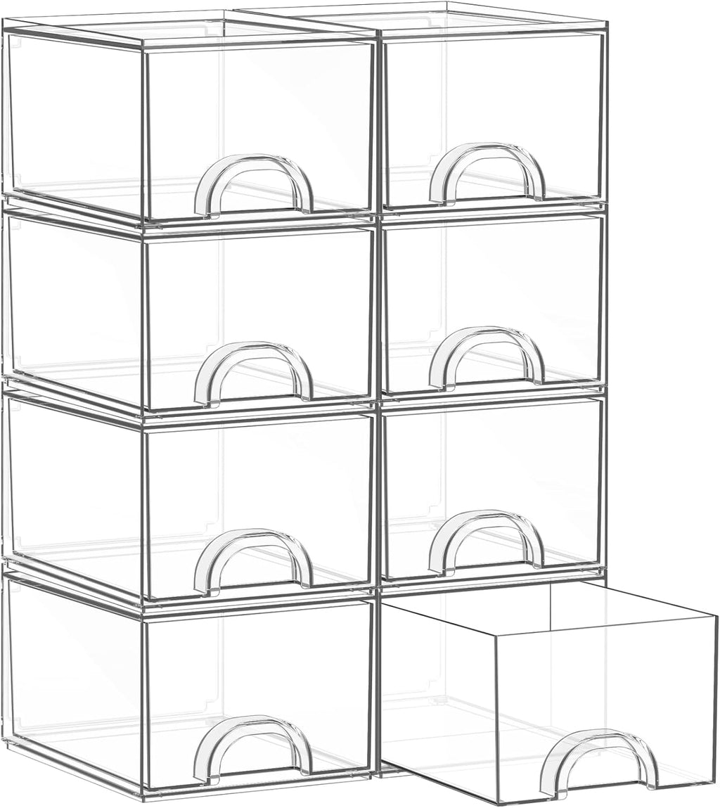 Zeawec Paquete de 8 pequeñas cajas de almacenamiento de acrílico ap...