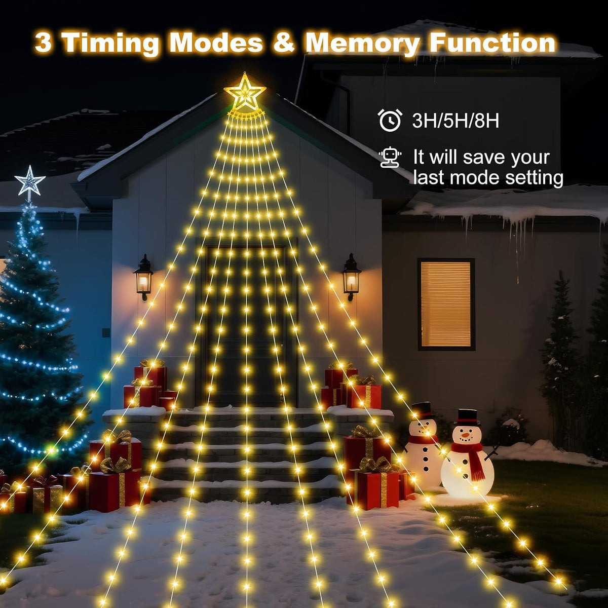 AMIPEPE Luces solares para árbol de Navidad, 18.37 pies, 532 LED |...