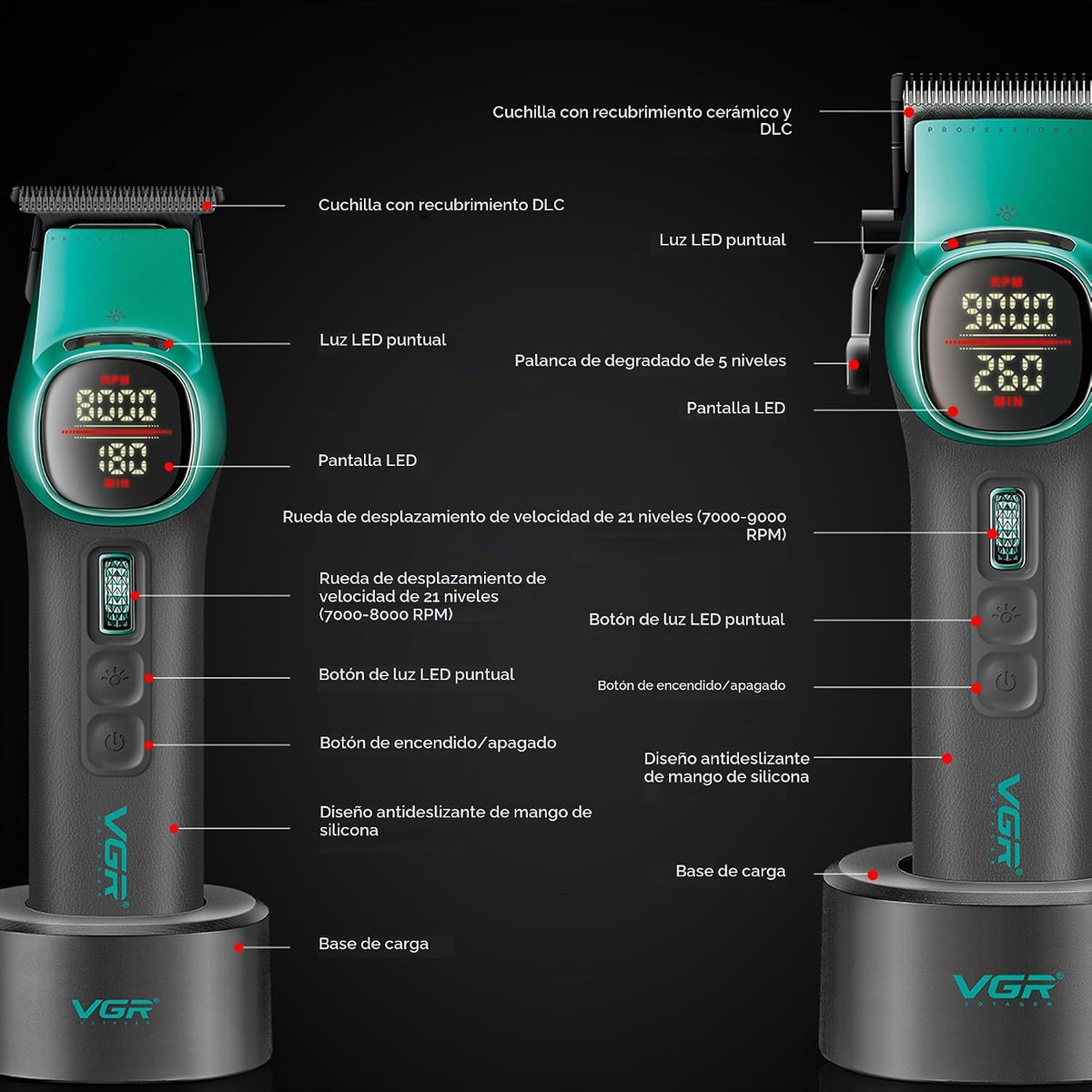 VGR 885 S2 - Kit de cortapelos y recortadores de pelo inalámbricos,...