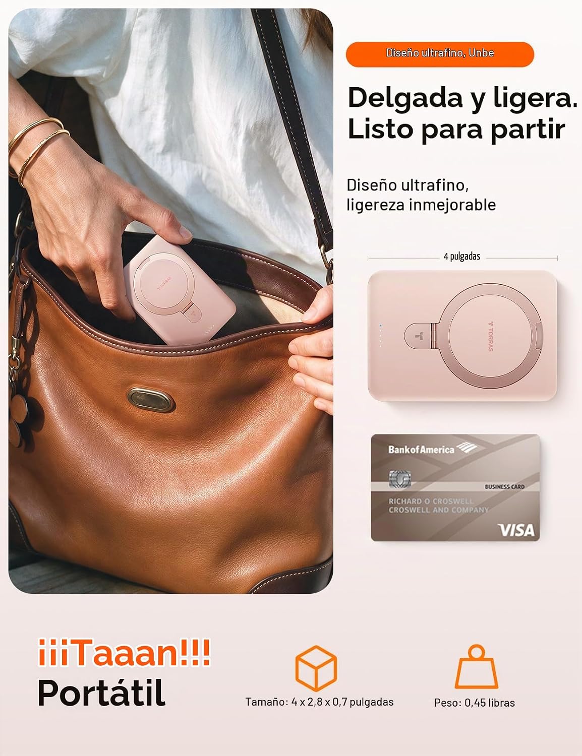 TORRAS EasyGo - Banco de energía cargador portátil magnético de 100...