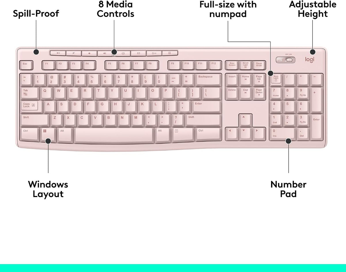 Logitech Teclado inalámbrico K270 para Windows, inalámbrico de 2,4...