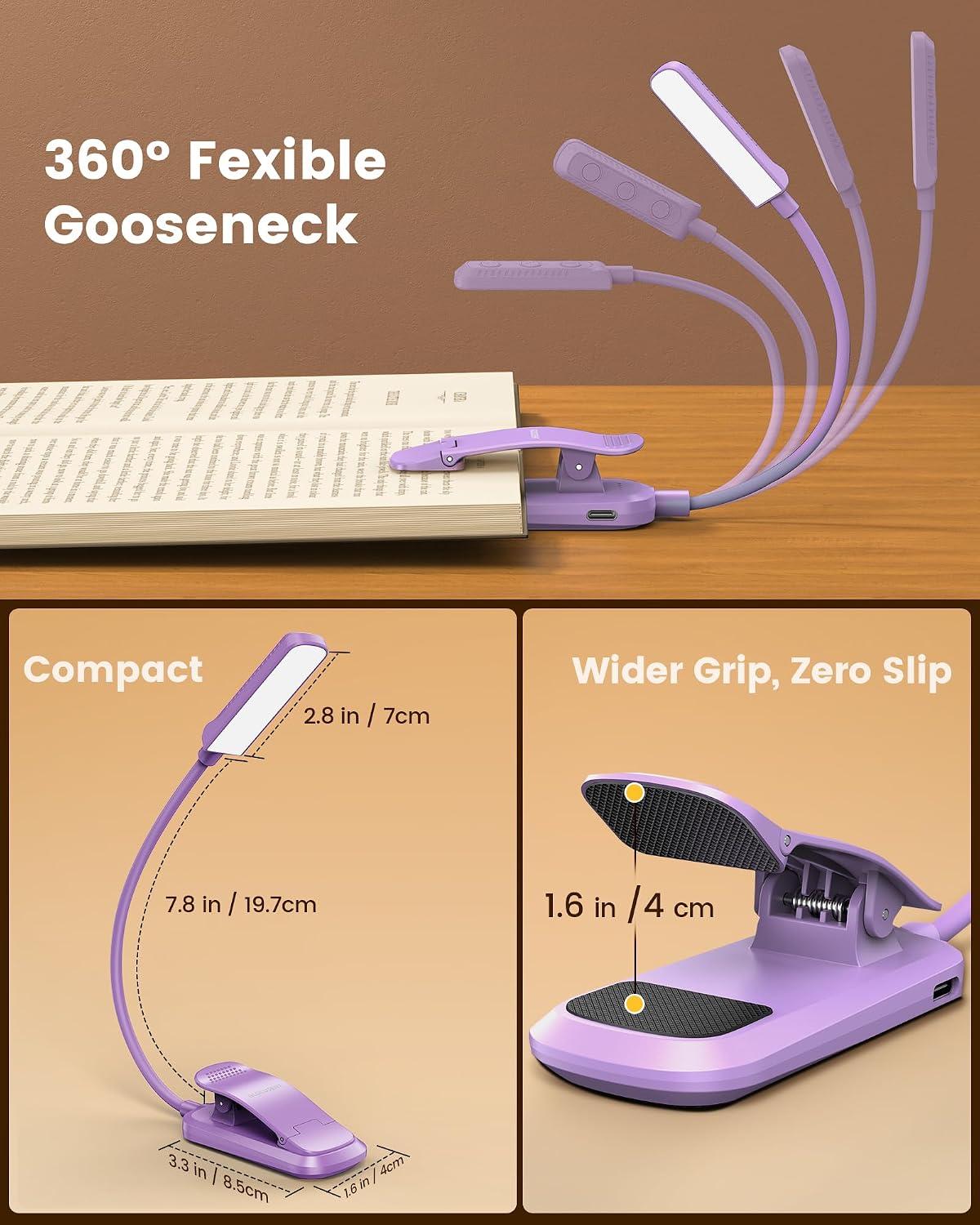 Glocusent Paquete de 2 luces para libros, luz de lectura flexible p...
