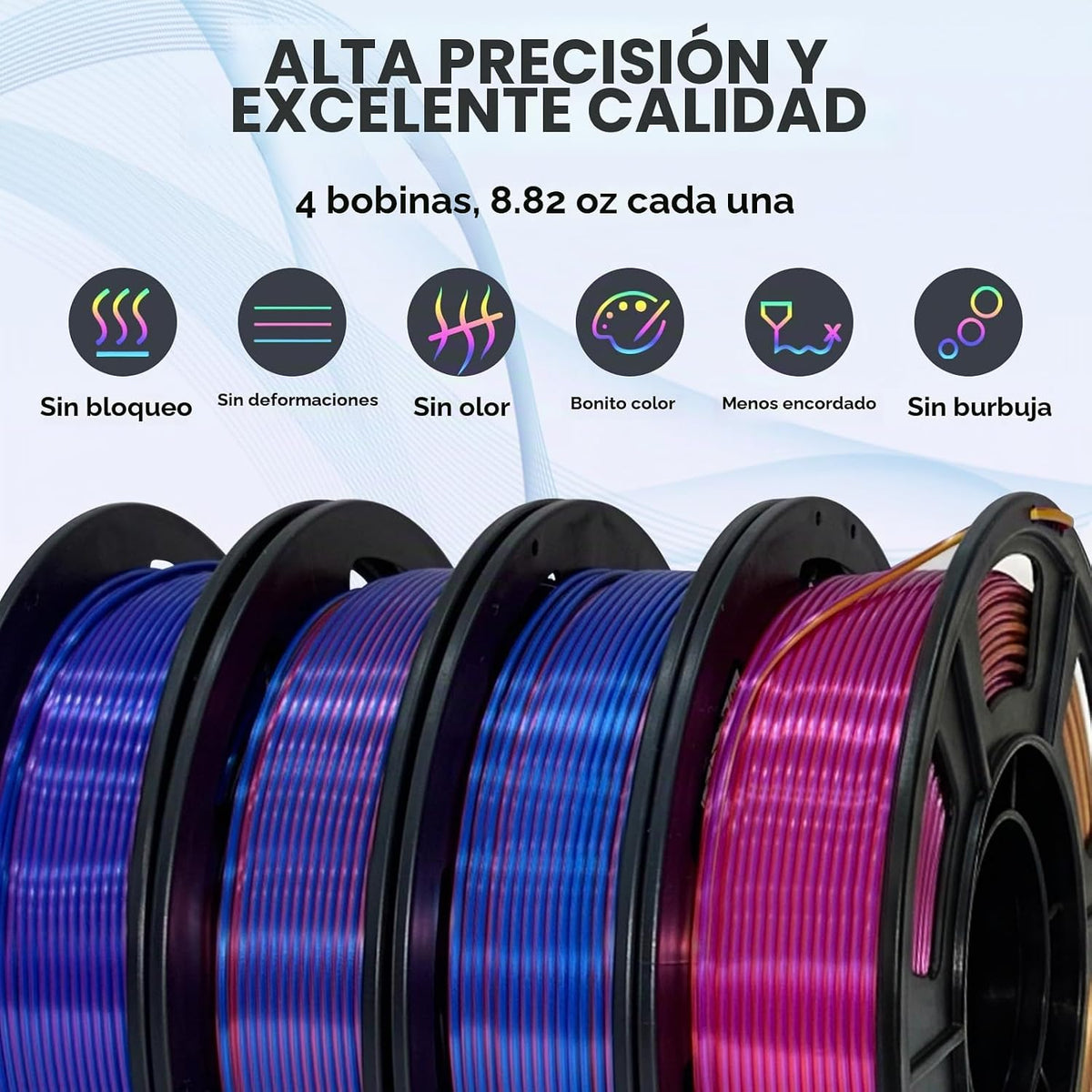 Frucindra Paquete de filamentos para impresora 3D de seda PLA+, tri...