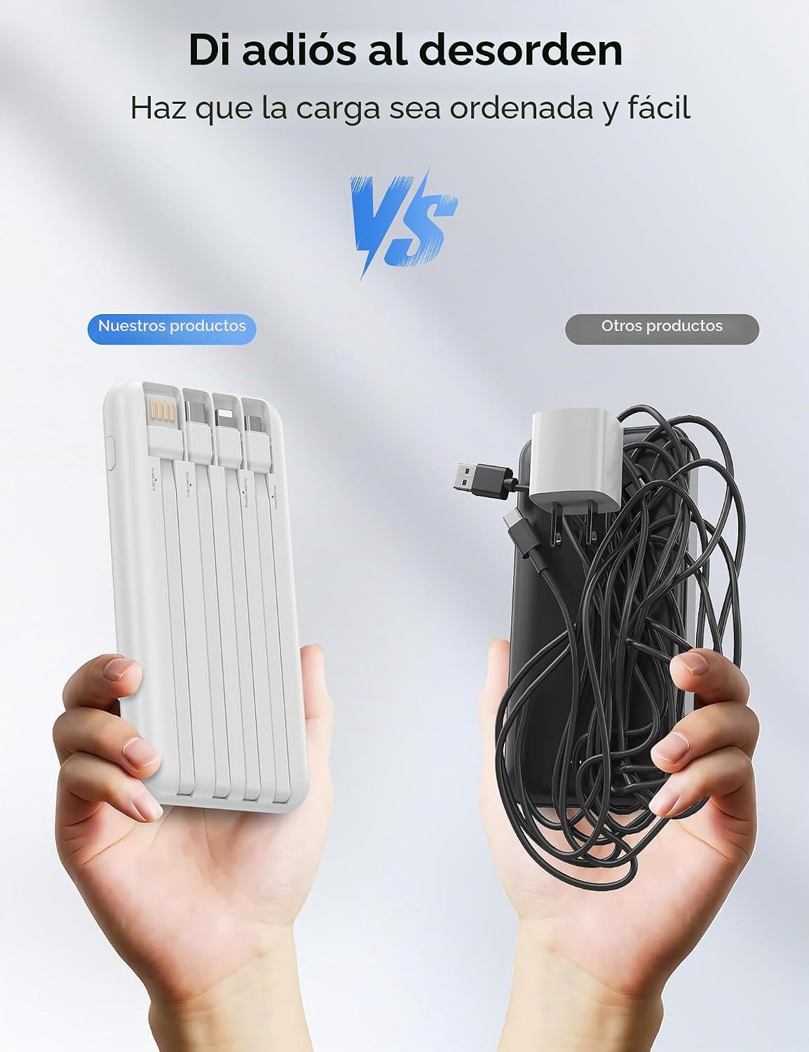 Nusyddy Cargador portátil 10000mAh con 4 cables incorporados y 6 sa...
