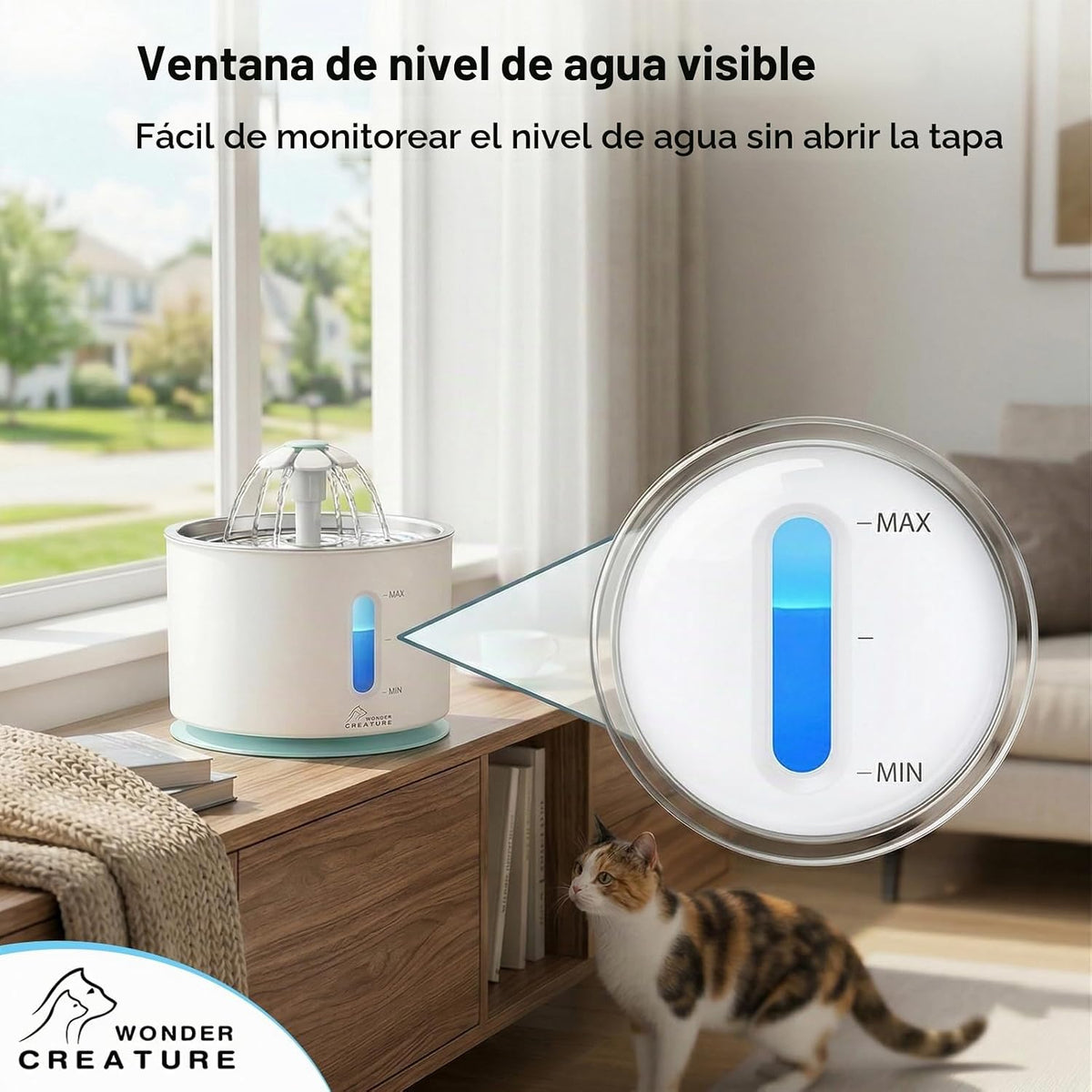 Wonder Creature Fuente de agua para gatos con 4 filtros y 4 esponja...