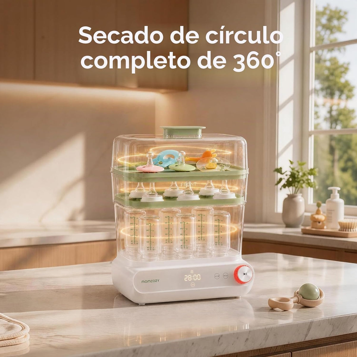 Momcozy Esterilizador y secadora de botellas de gran capacidad de 3...