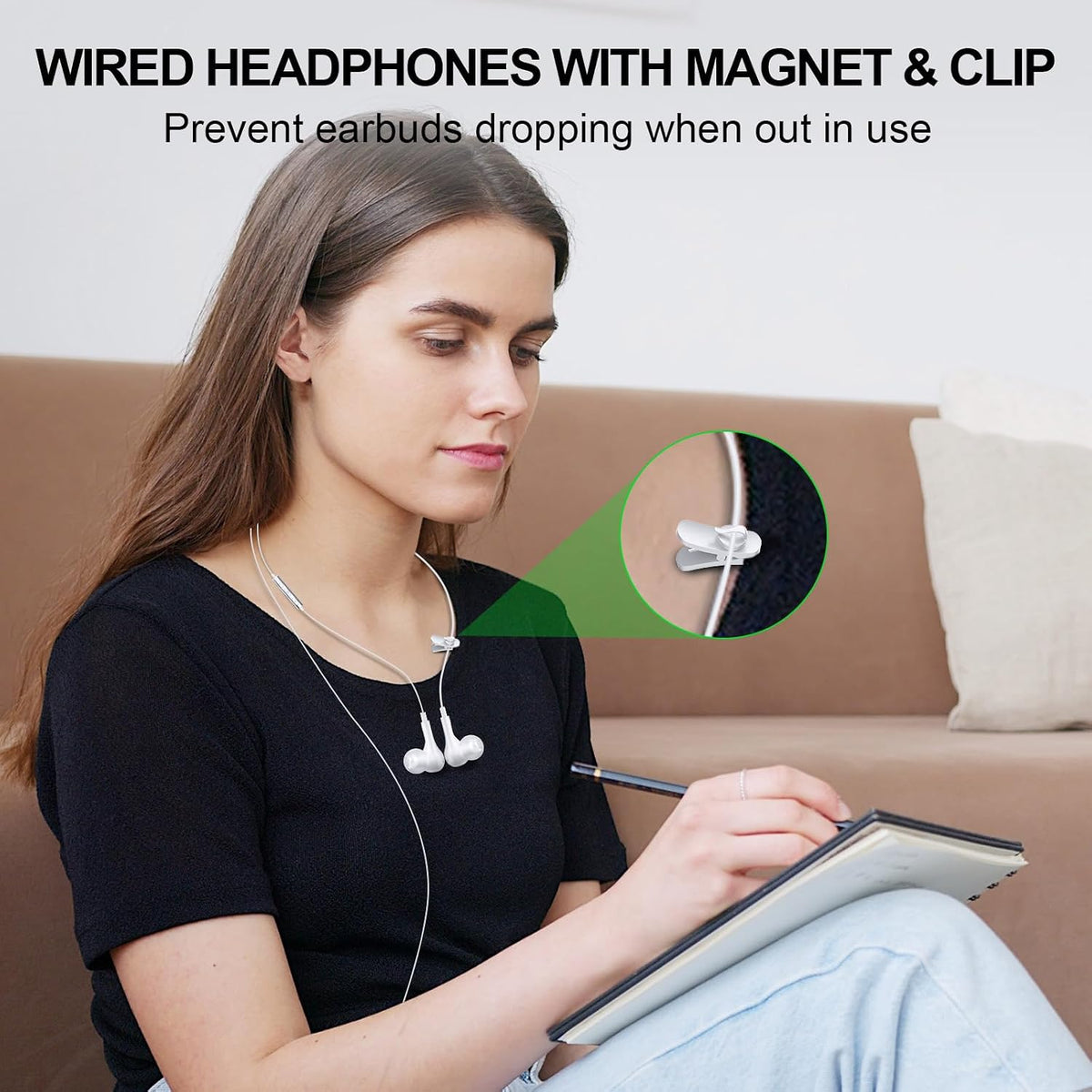 ASKUBSKU Auriculares USB con cable con micrófono para PC de 7.5 pie...