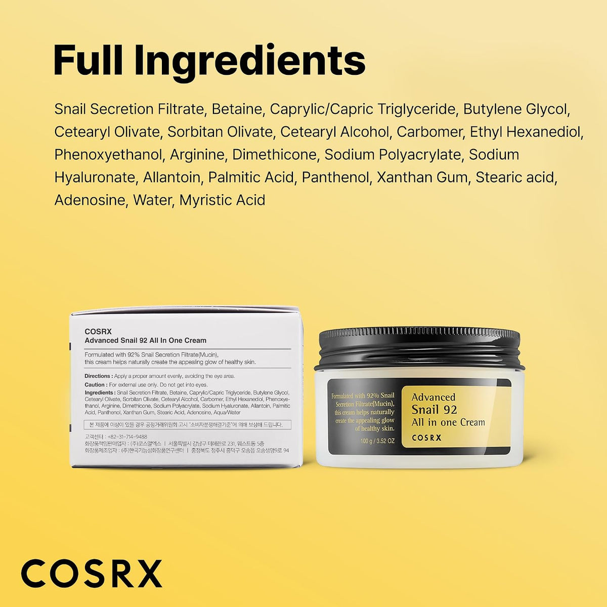 COSRX Caracol Mucin 92% hidratante facial paquete de 2 (3.52 onzas...