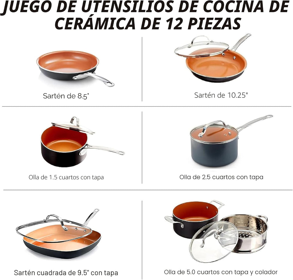 GOTHAM STEEL - Juego de 12 piezas de utensilios de cocina de cerámi...