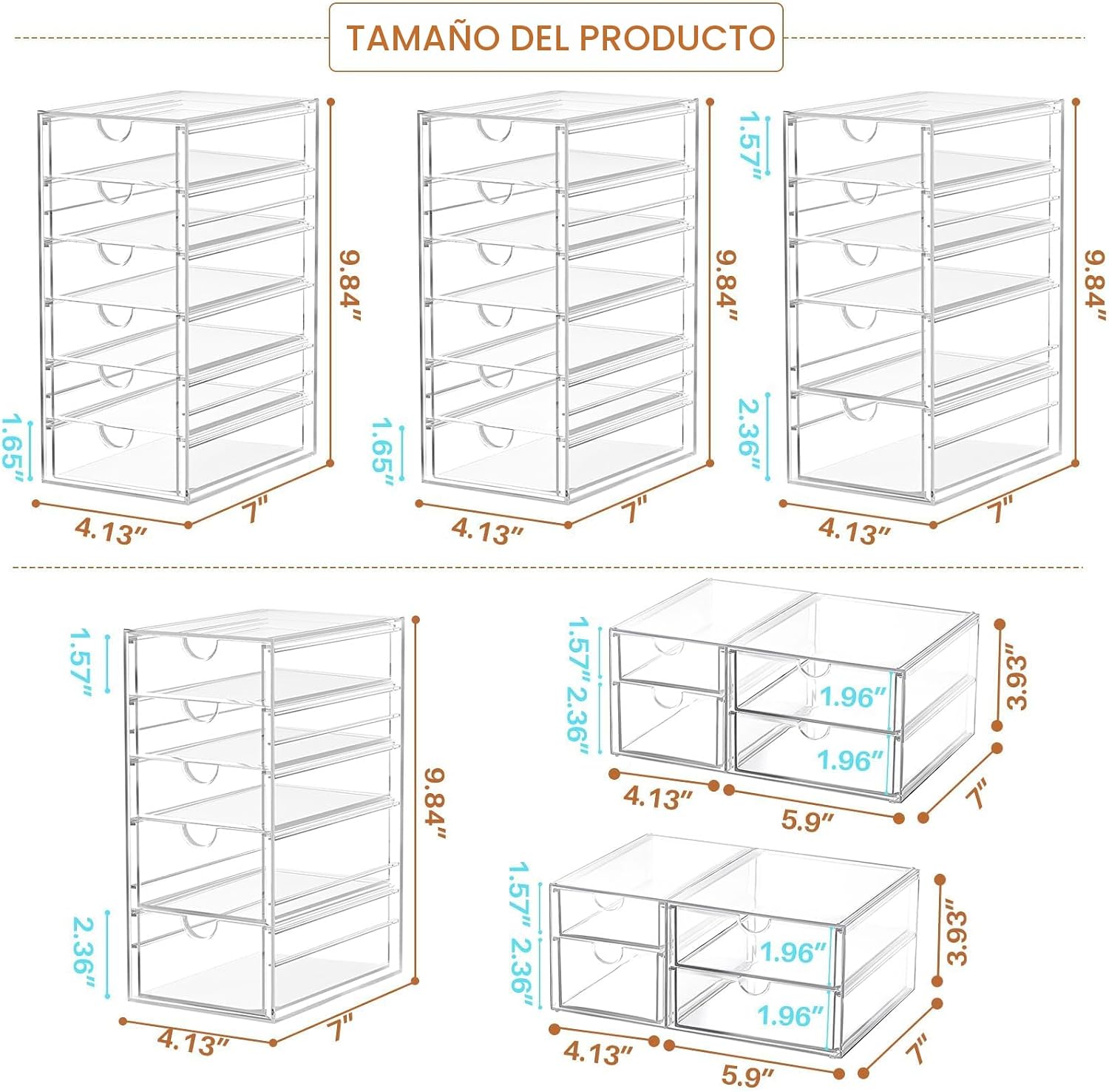 ARSTPEOE Organizador de maquillaje y almacenamiento acrílico de 30...