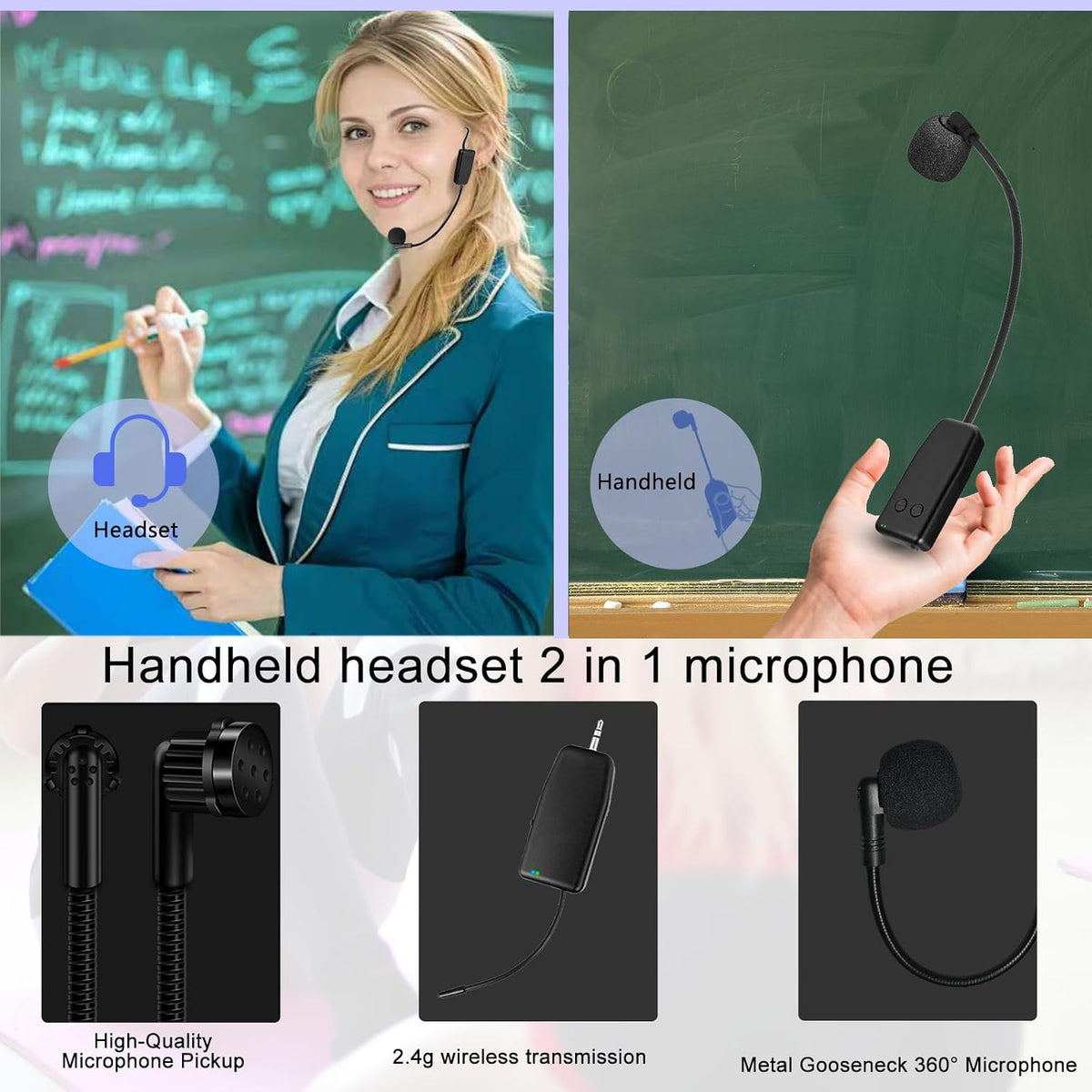 Sistema de micrófono con auriculares inalámbricos profesional: micr...