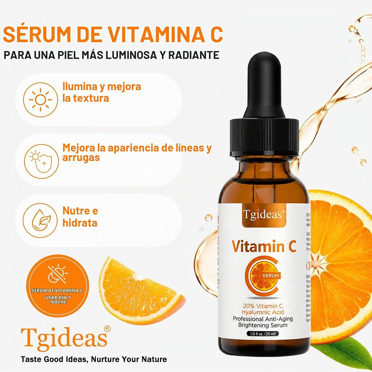 Suero de vitamina C Tgideas 20% y suero facial iluminador con HA 5%...
