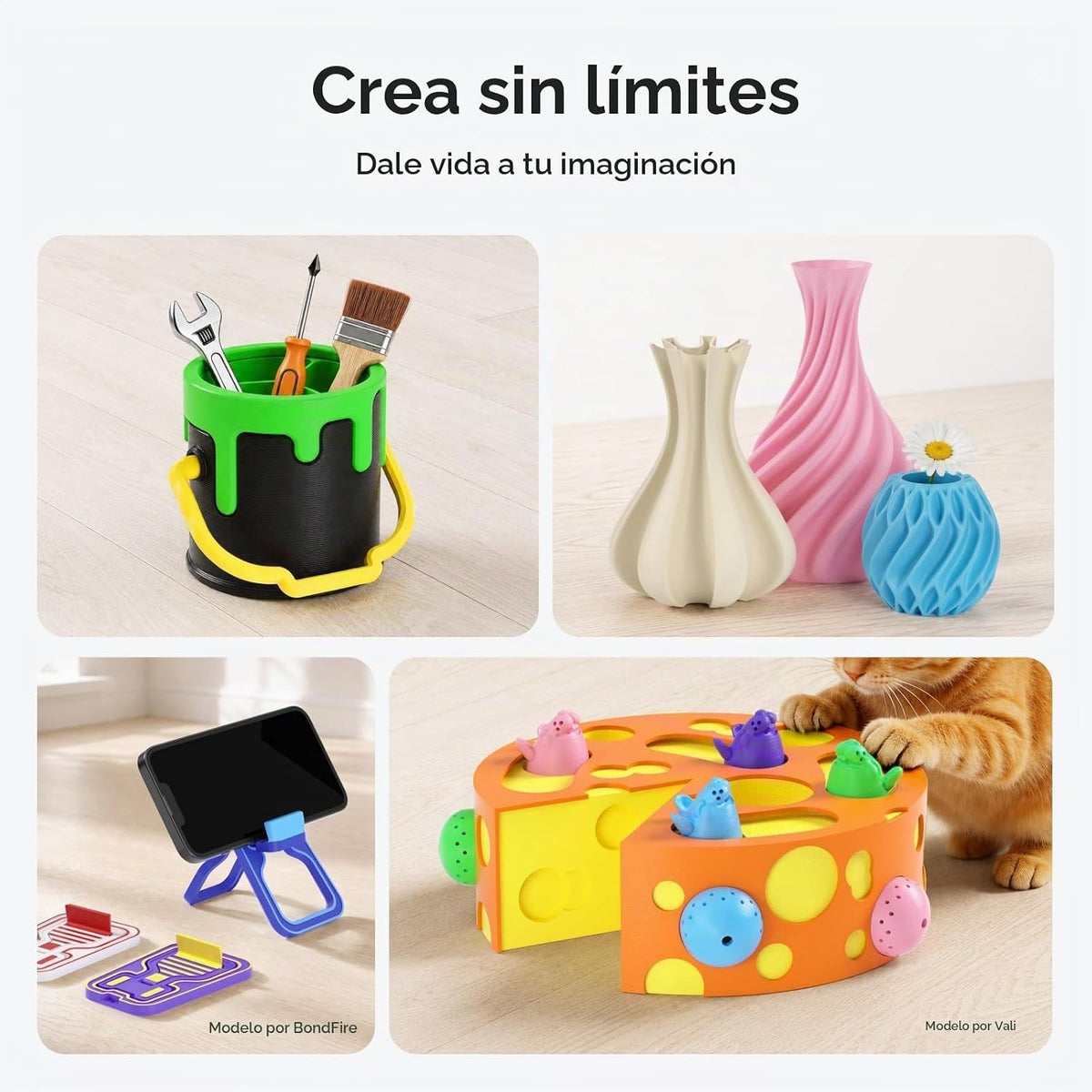 ELEGOO Filamento PLA para impresora 3D de 0.07 in, 8.8 lbs, rojo\/a...
